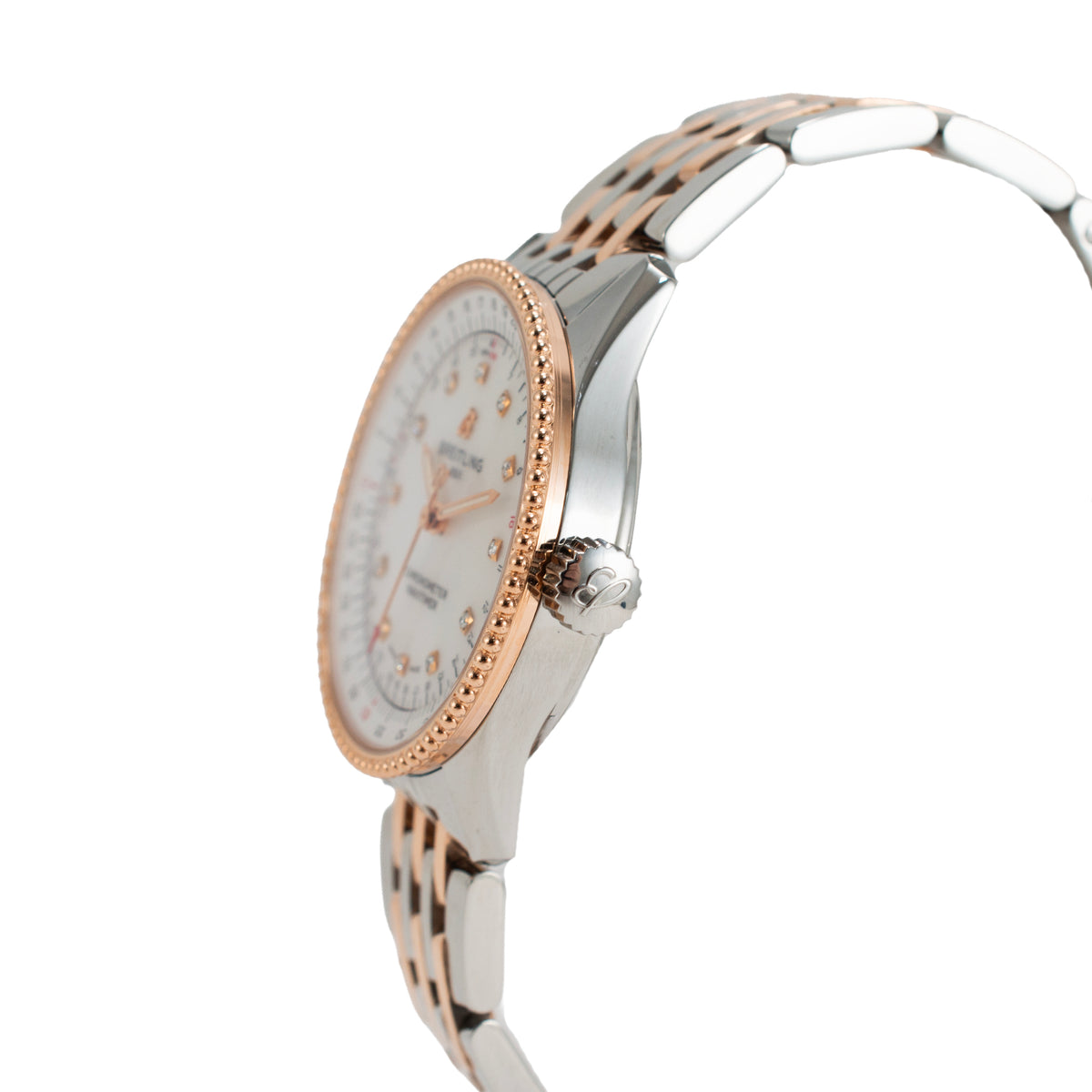 Ladies Breitling Navitimer 35MM U17395 Mop Dial 18K Rose Gold and Steel Watch