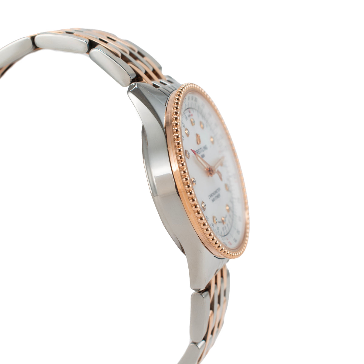 Ladies Breitling Navitimer 35MM U17395 Mop Dial 18K Rose Gold and Steel Watch