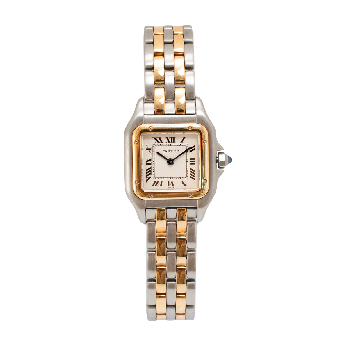 Ladies Cartier Panthere Two Row 22MM 1120 White Dial Two Tone Quartz Watch
