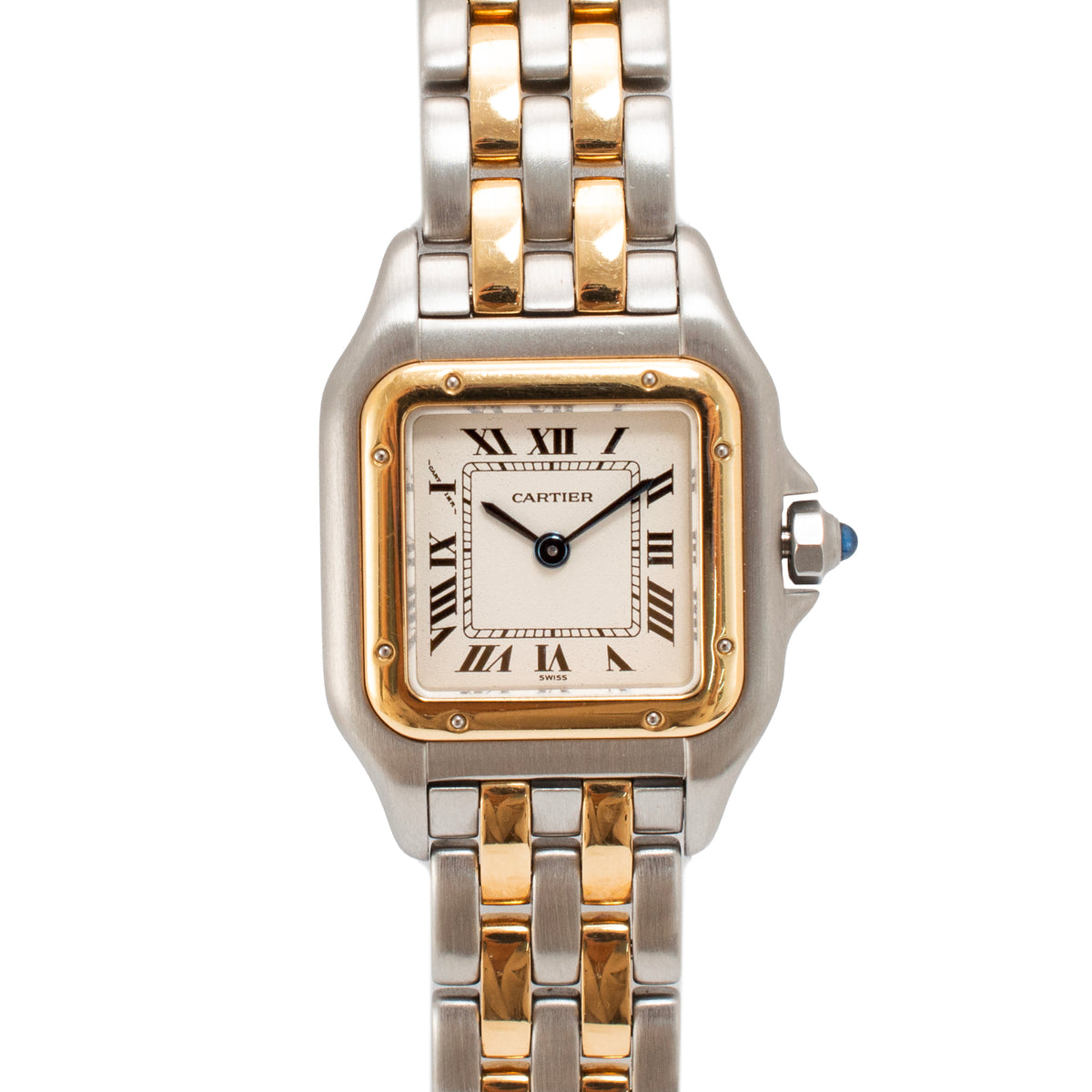 Ladies Cartier Panthere Two Row 22MM 1120 White Dial Two Tone Quartz Watch