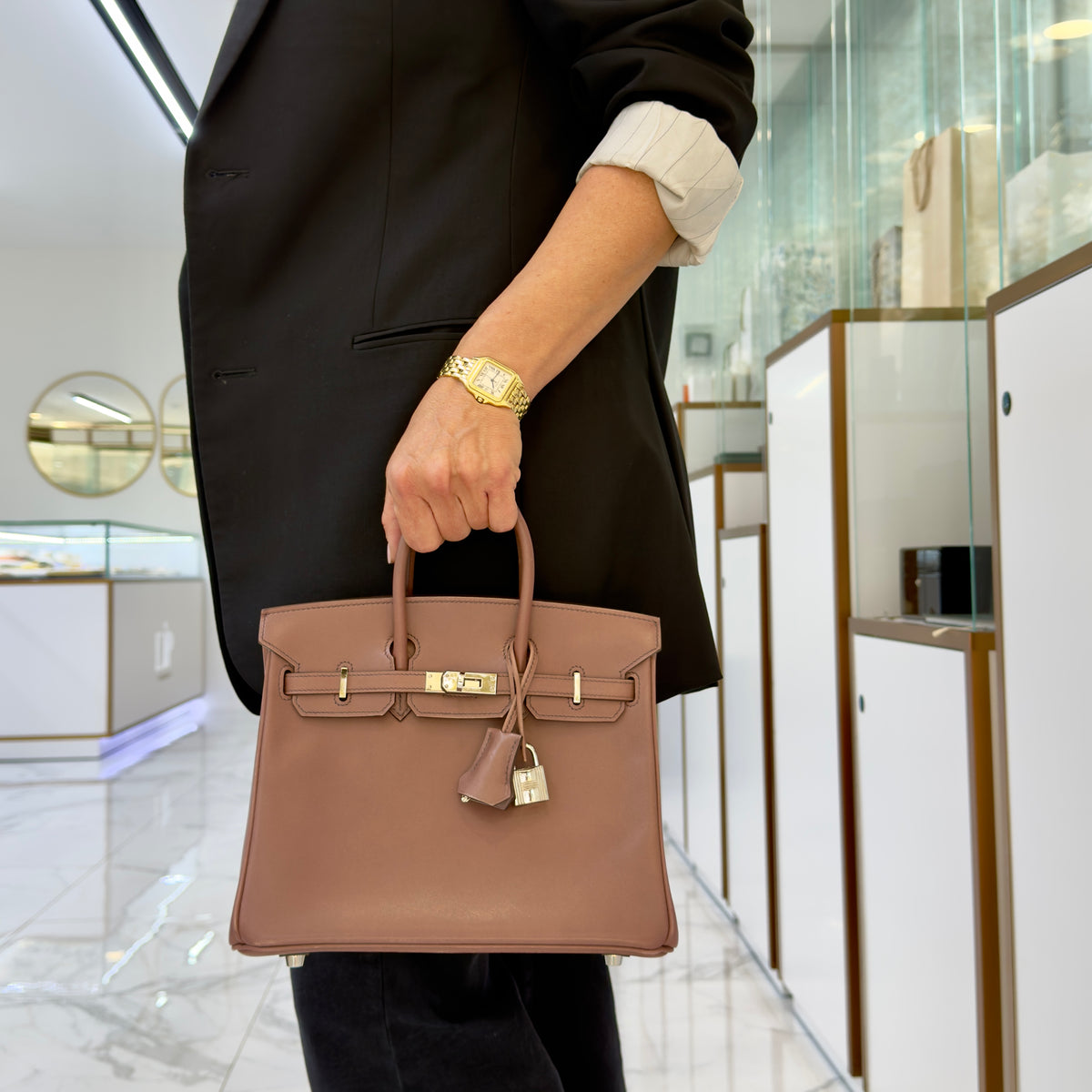 Hermès Birkin 25 Griolet Tadelakt Palladium Top Handle Bag