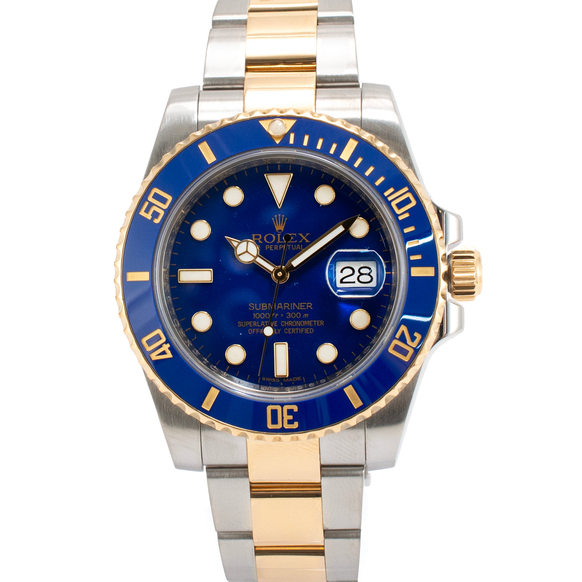 Rolex Submariner Date 40MM 116613LB Blue Dial 18K Yellow Gold and Steel Watch