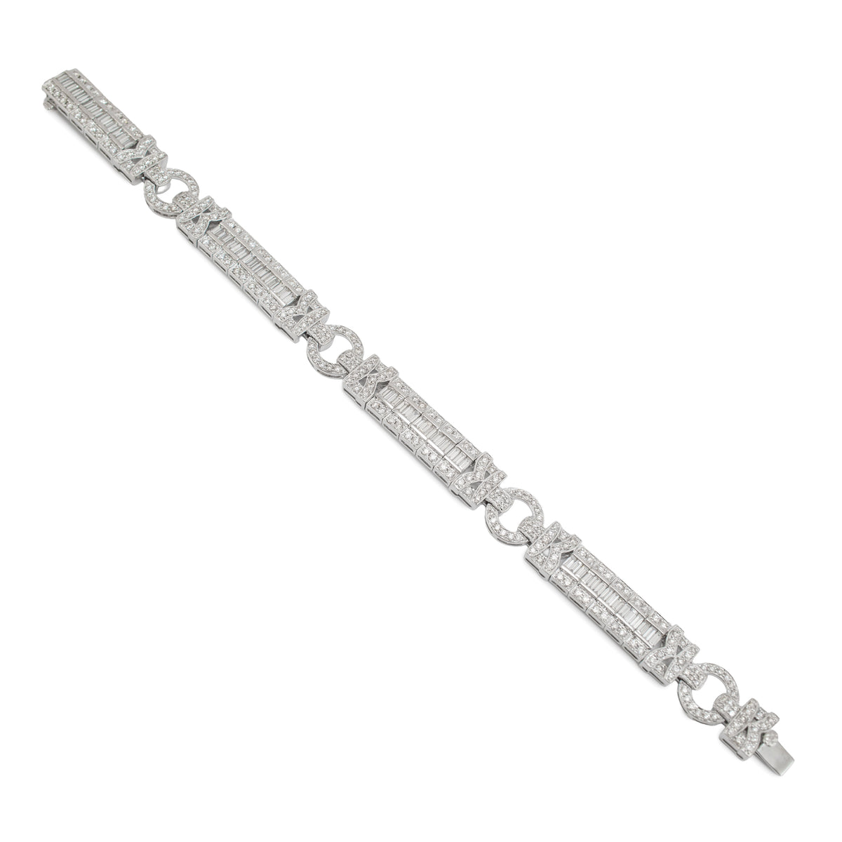 Vintage Style 18K White Gold 5.05ctw Diamond Art Deco Cocktail Link Bracelet