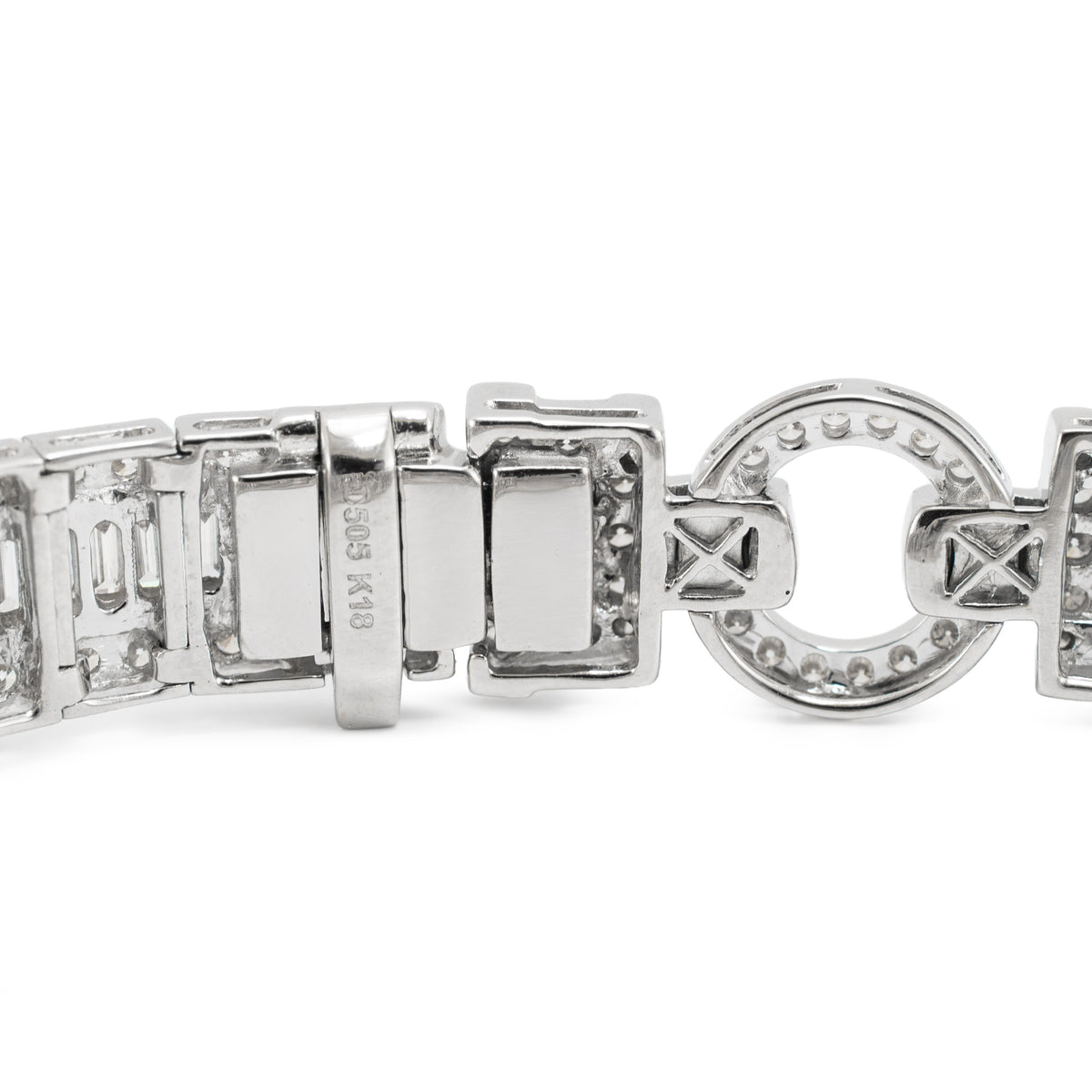 Vintage Style 18K White Gold 5.05ctw Diamond Art Deco Cocktail Link Bracelet