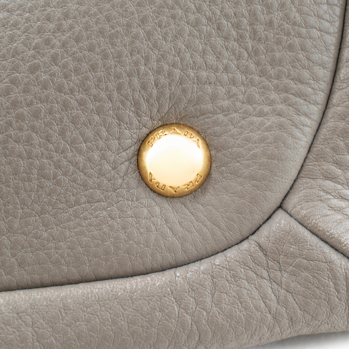 Prada Vitello Daino Sacca Manici Convertible Pebbled Leather Gray Tote Bag
