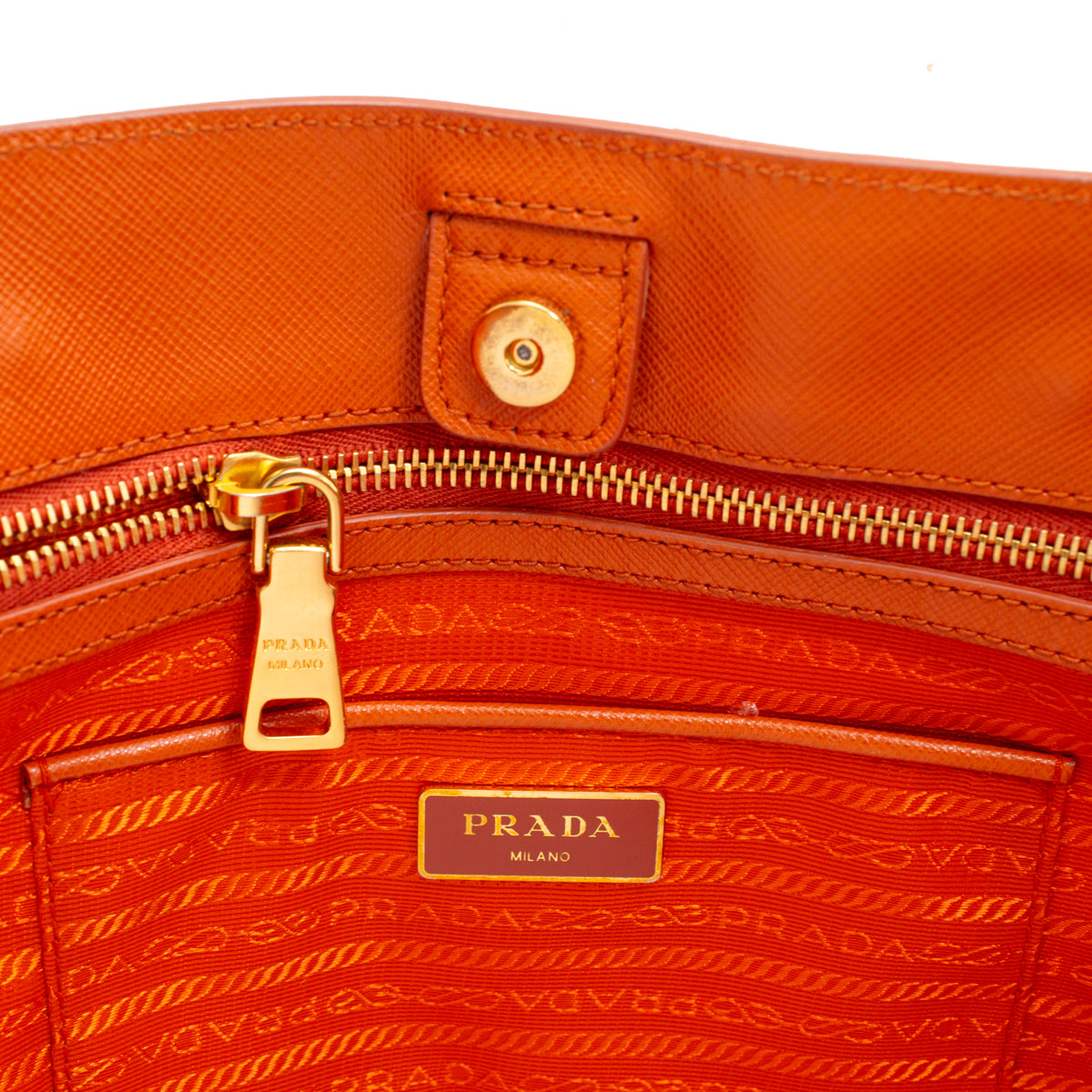 Prada Lux Galleria Saffiano Papaya Leather Large Tote Bag
