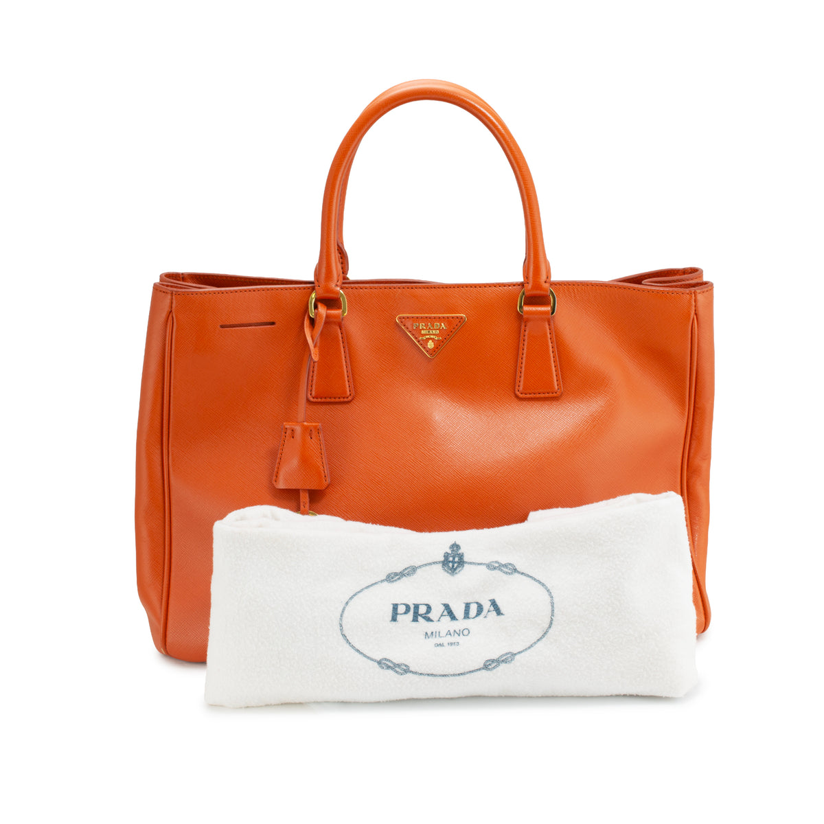 Prada Lux Galleria Saffiano Papaya Leather Large Tote Bag
