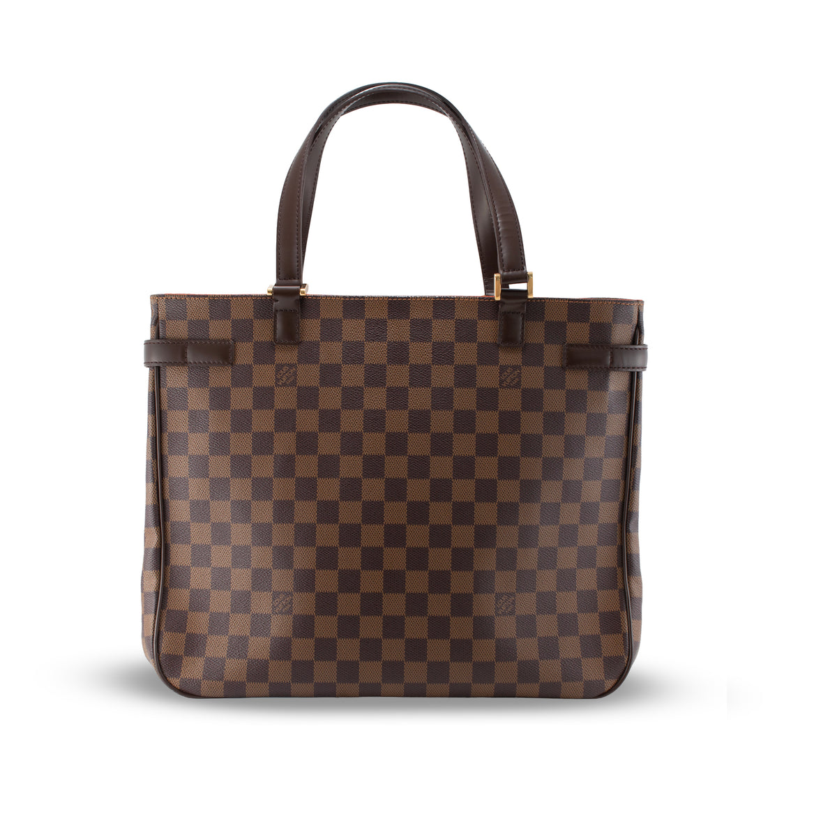 Louis Vuitton Uzès Damier Ebene Canvas Brown Leather Gold-Tone Tote Bag