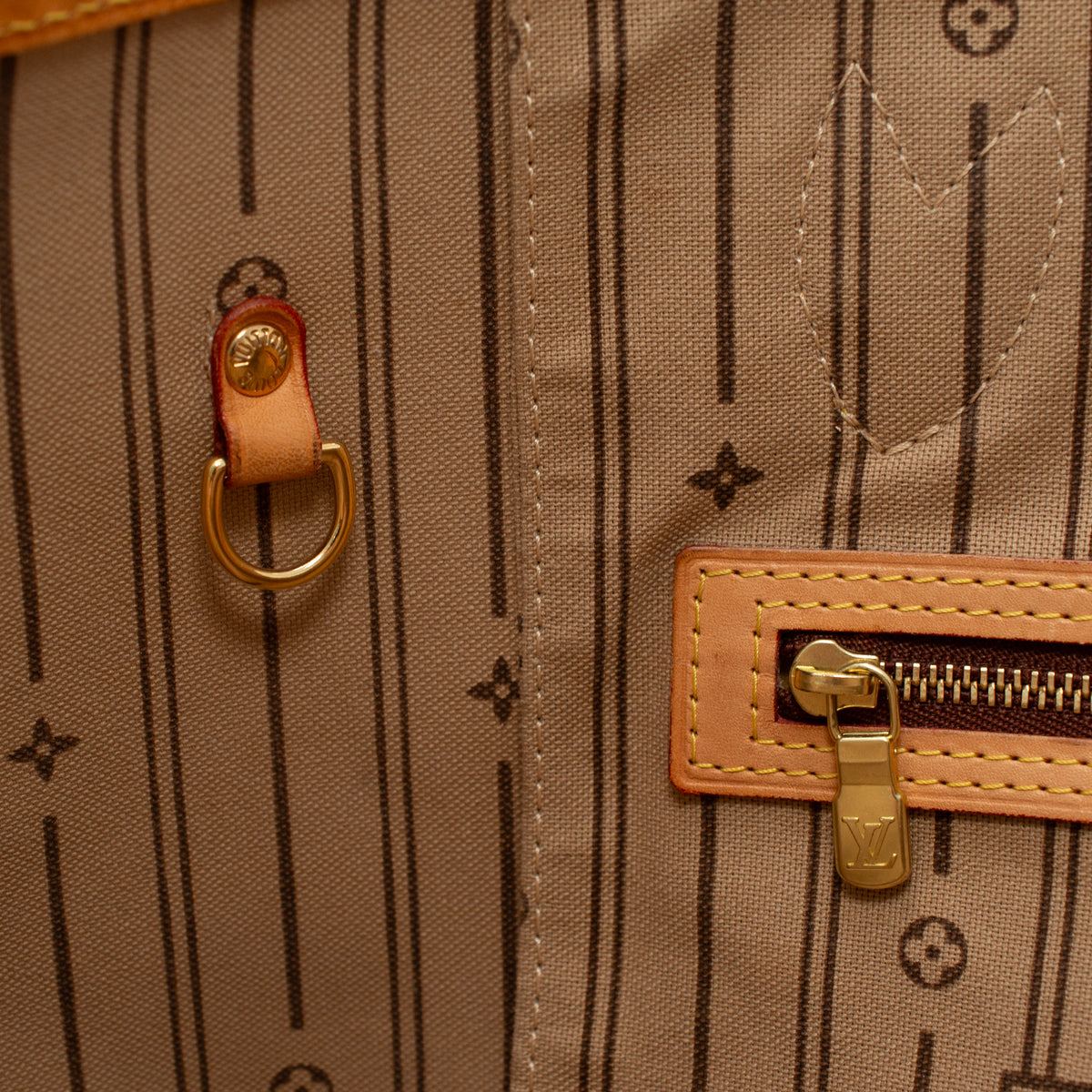 Louis Vuitton Brown Monogram Canvas Leather Neverfull MM Tote Bag