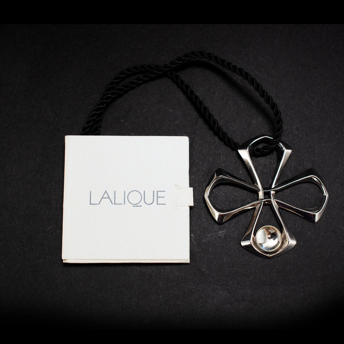 Vintage Lalique Osmose Cross Sterling Silver Gothic Necklace 14.3g 15" 462780 available at DJP Jewelers & Luxury Buyers