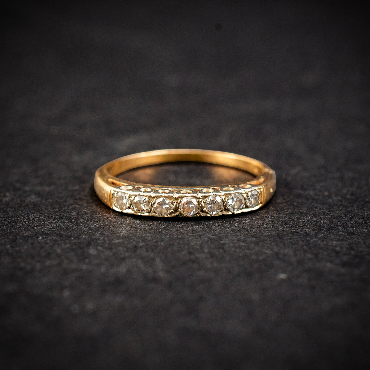 Vintage 14K White & Yellow Gold 0.12ct Diamond Band Ring 1.65g 5.5" 462810 available at DJP Jewelers & Luxury Buyers