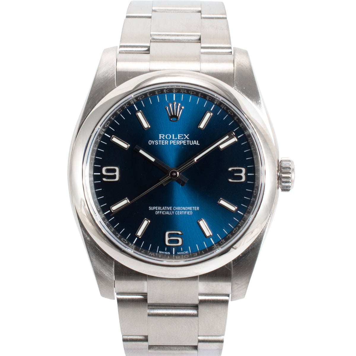 Rolex Oyster Perpetual 36MM 116000 Blue 3-6-9 Dial Steel Automatic Watch