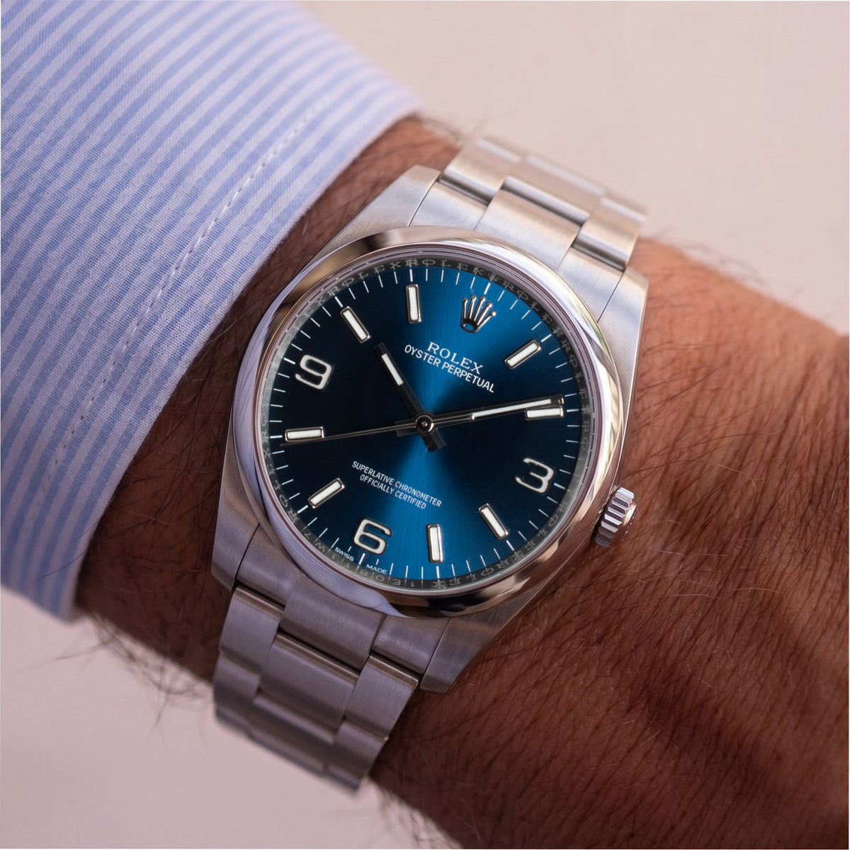 Rolex Oyster Perpetual 36MM 116000 Blue 3-6-9 Dial Steel Automatic Watch