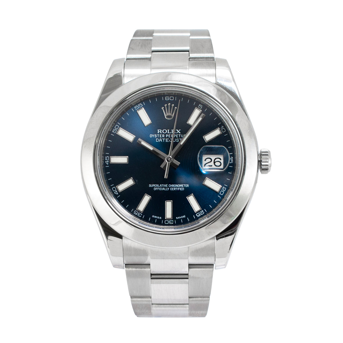 Rolex Datejust 41MM 116300 Blue Stick Dial Oyster Stainless Steel Watch