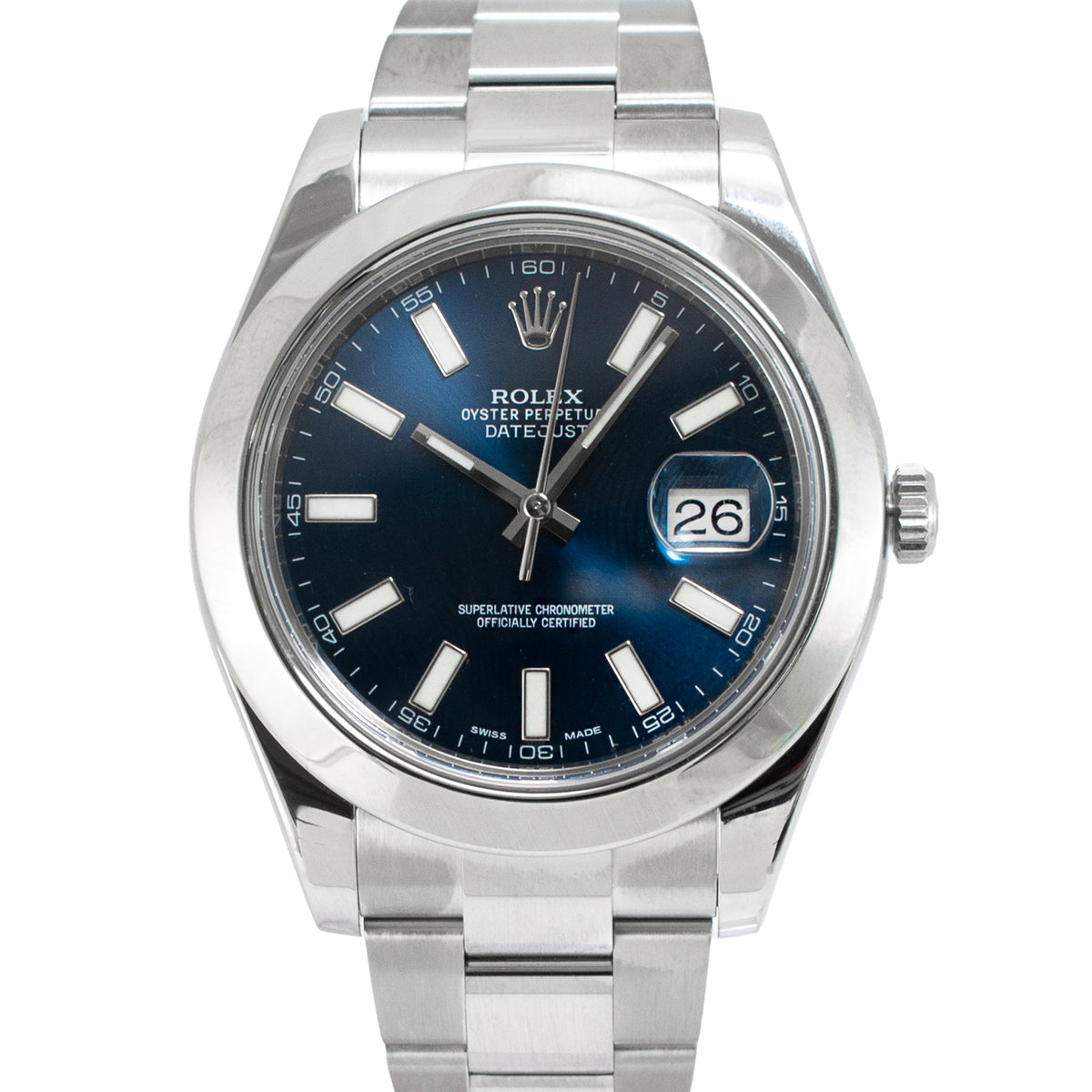 Rolex Datejust 41MM 116300 Blue Stick Dial Oyster Stainless Steel Watch