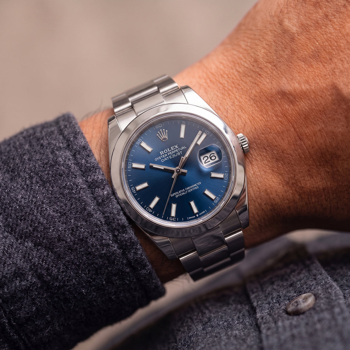 Rolex Datejust 41MM 116300 Blue Stick Dial Oyster Stainless Steel Watch
