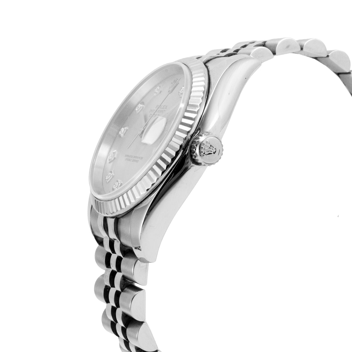 Rolex Datejust 36MM 116234 Silver Diamond Dial 18K White Gold Steel Watch