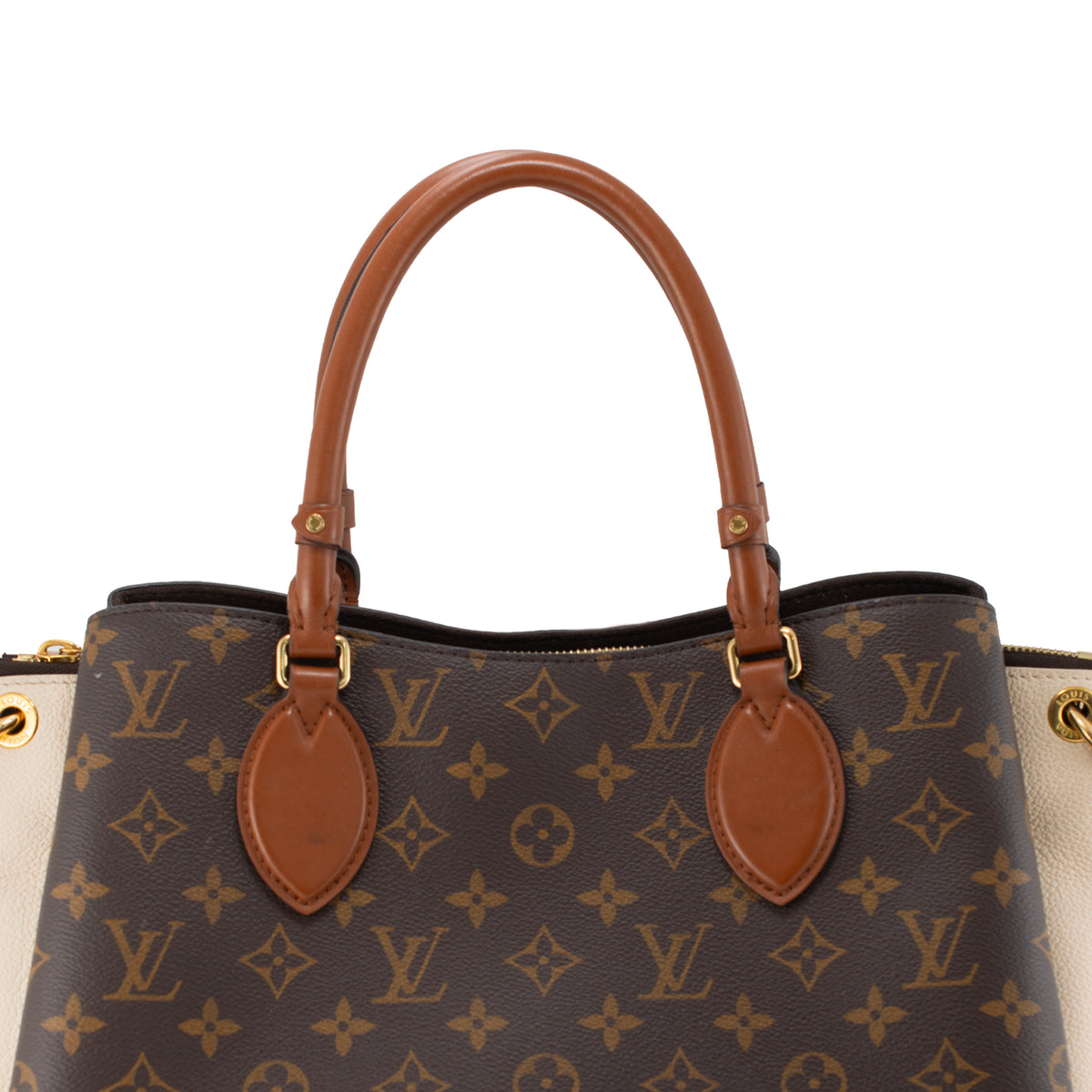 Louis Vuitton Vendôme MM Monogram Canvas Cream Leather Gold-Tone Handle Bag