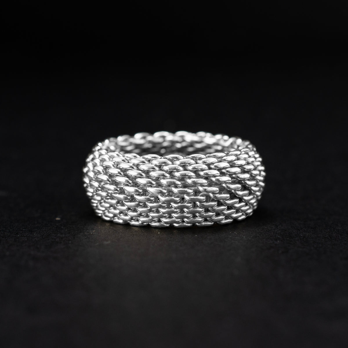 Retired Tiffany & Co. Sterling Silver Mesh Link Ring 9.63g 7" 468703 available at DJP Jewelers & Luxury Buyers