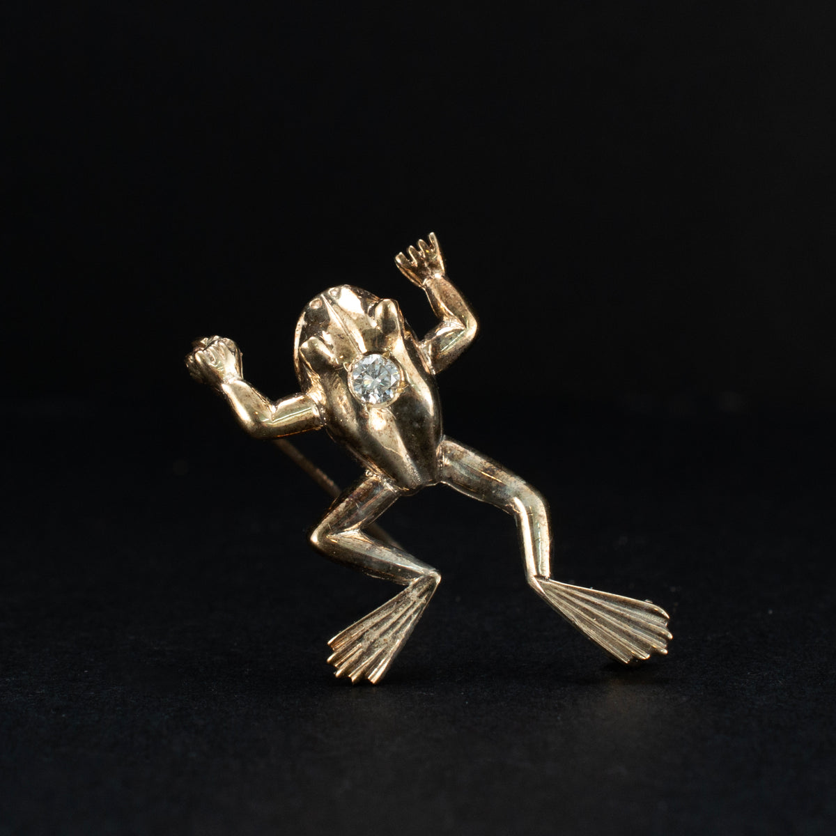 Vintage 9K Gold 0.16ct Diamond Frog Pin / Brooch 3.79g 1" 468708 available at DJP Jewelers & Luxury Buyers
