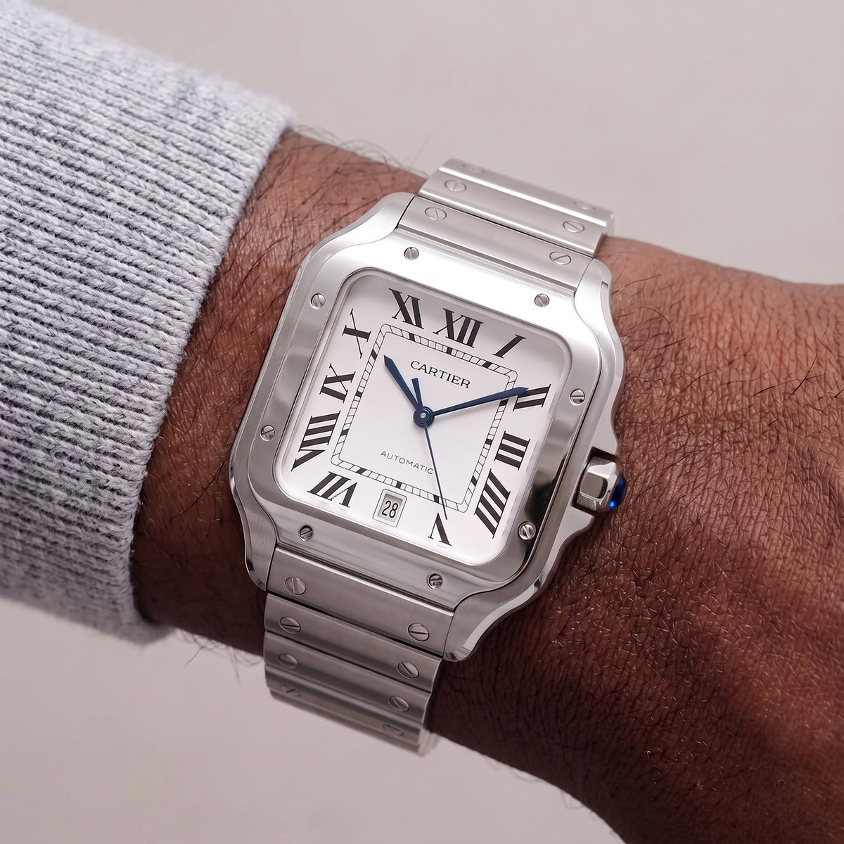 2026 Cartier Santos de Cartier 39.8mm 4072 Roman Stainless Steel Automatic Watch