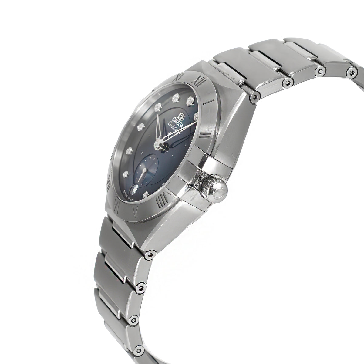 Ladies Omega Constellation 34MM 131.10.34.20.53.001 Blue Diamond Steel Watch