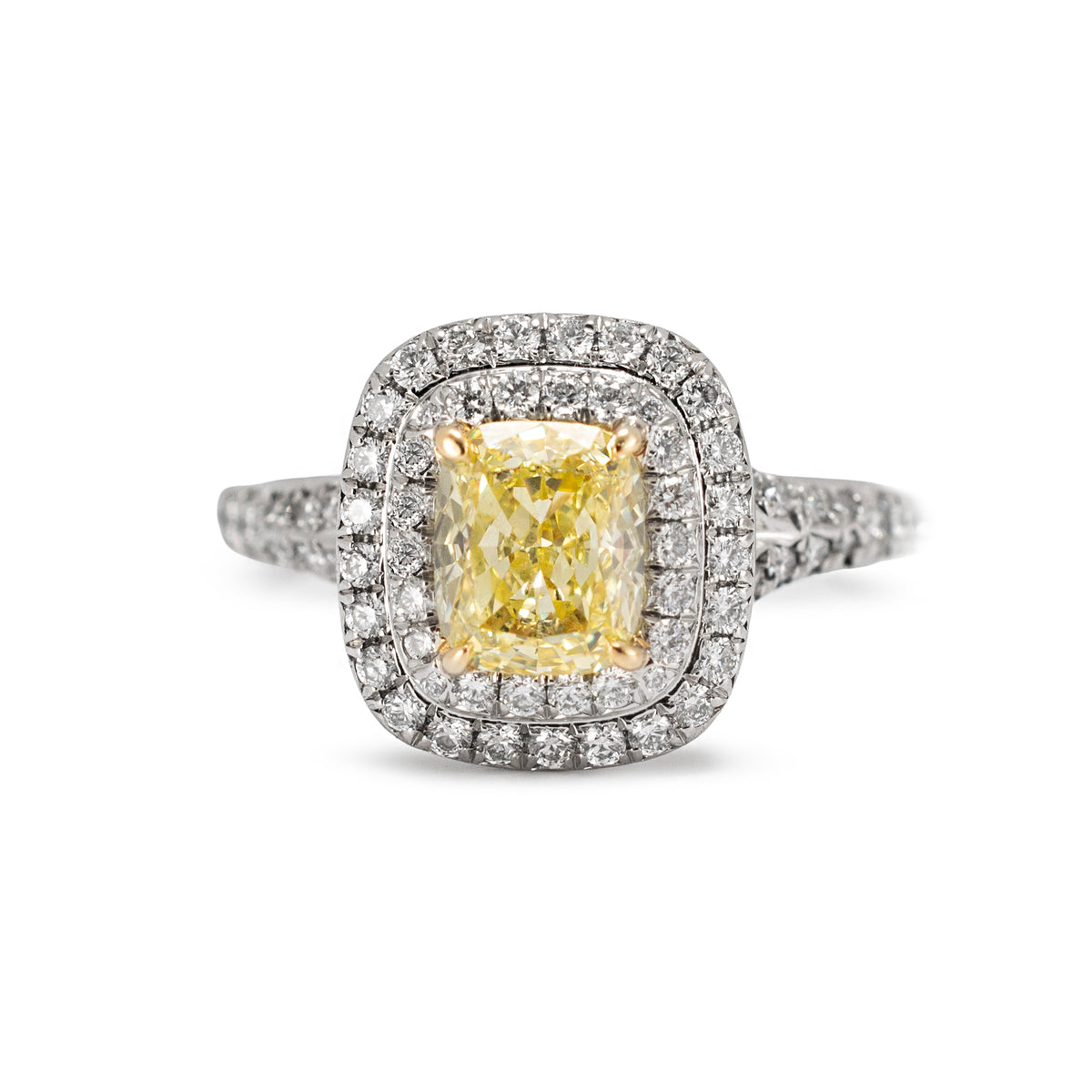 Tiffany & Co. Soleste Platinum 18K Gold Intense Yellow Diamond Engagement Ring