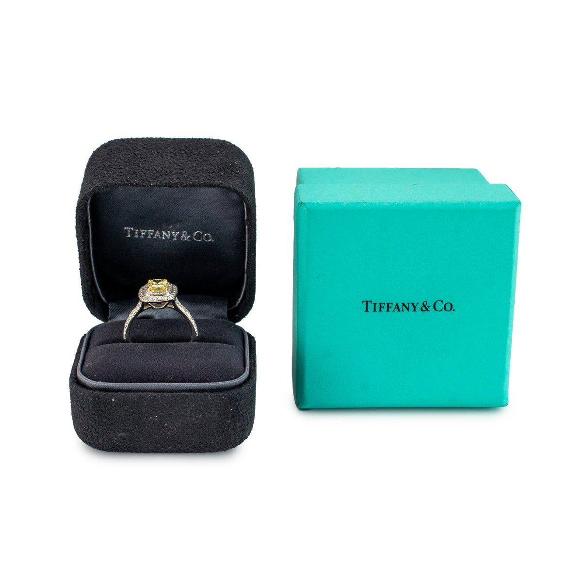 Tiffany & Co. Soleste Platinum 18K Gold Intense Yellow Diamond Engagement Ring