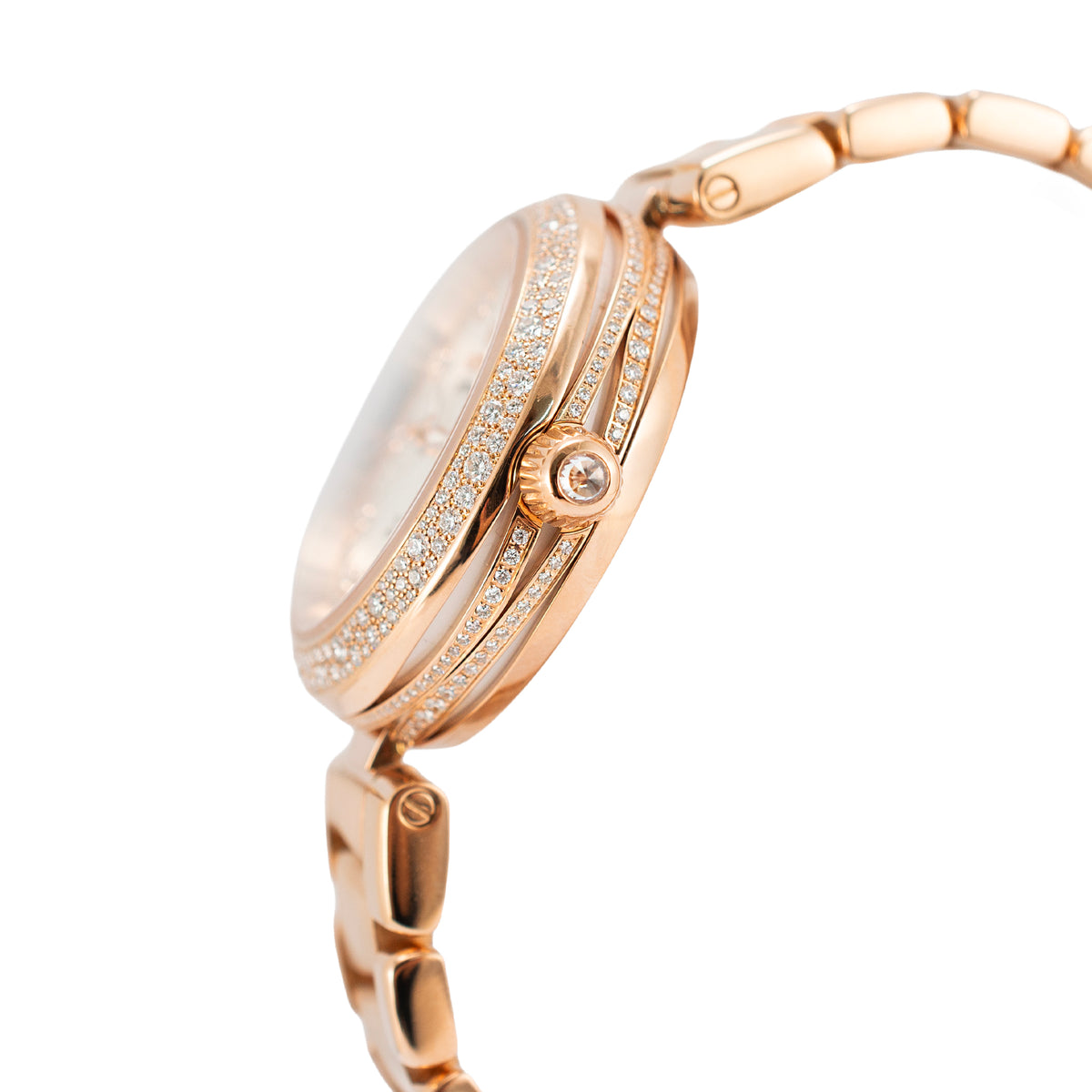Ladies Omega de Ville Matic 34MM 42565342055001 Mop Diamond 18K Rose Gold Watch