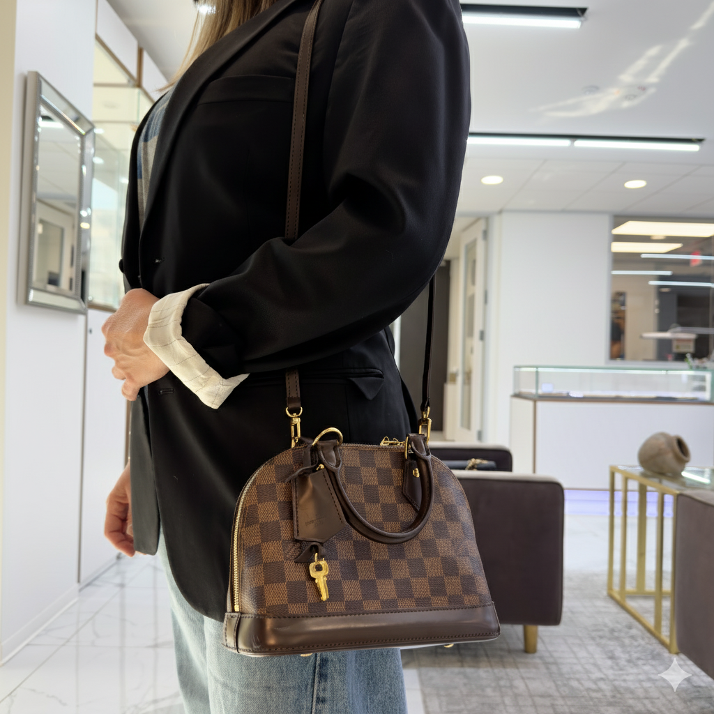 Louis Vuitton Alma BB N40606 Damier Ebène Canvas Crossbody Bag