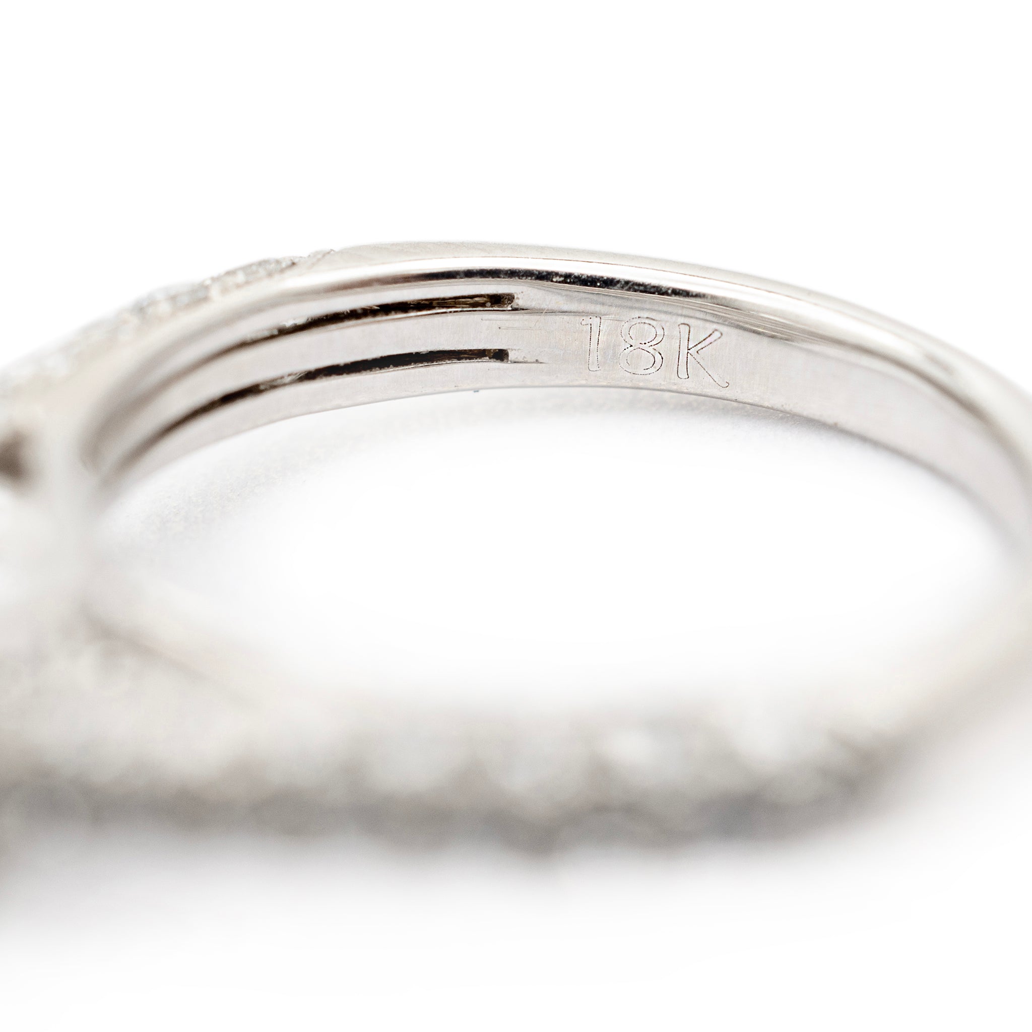 Ladies 18K White Gold Accented Halo Diamond Engagement Ring