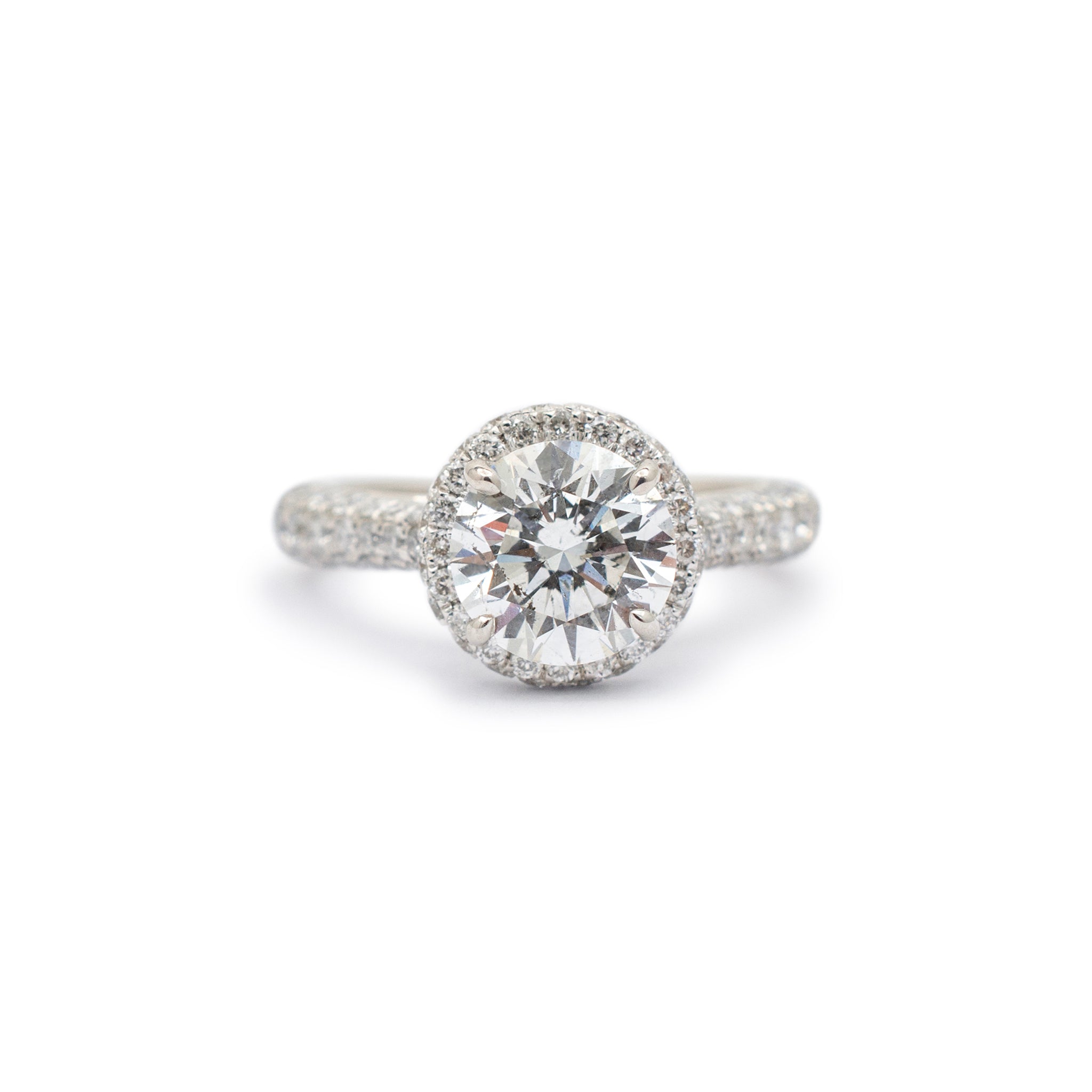Ladies 18K White Gold Accented Halo Diamond Engagement Ring