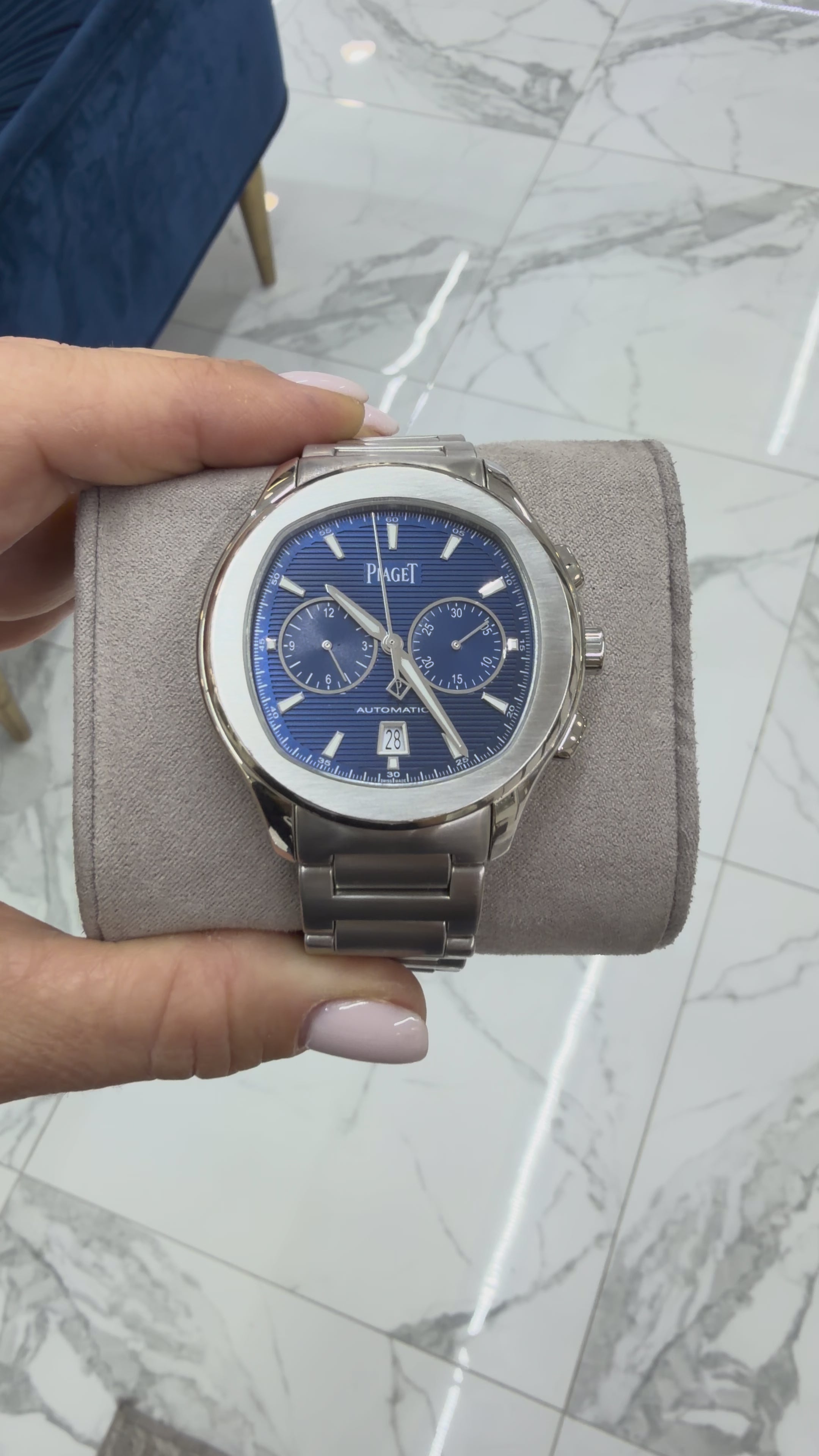 Piaget Polo S Chronograph 42MM g0a41006 Blue Dial Stainless Steel Watc