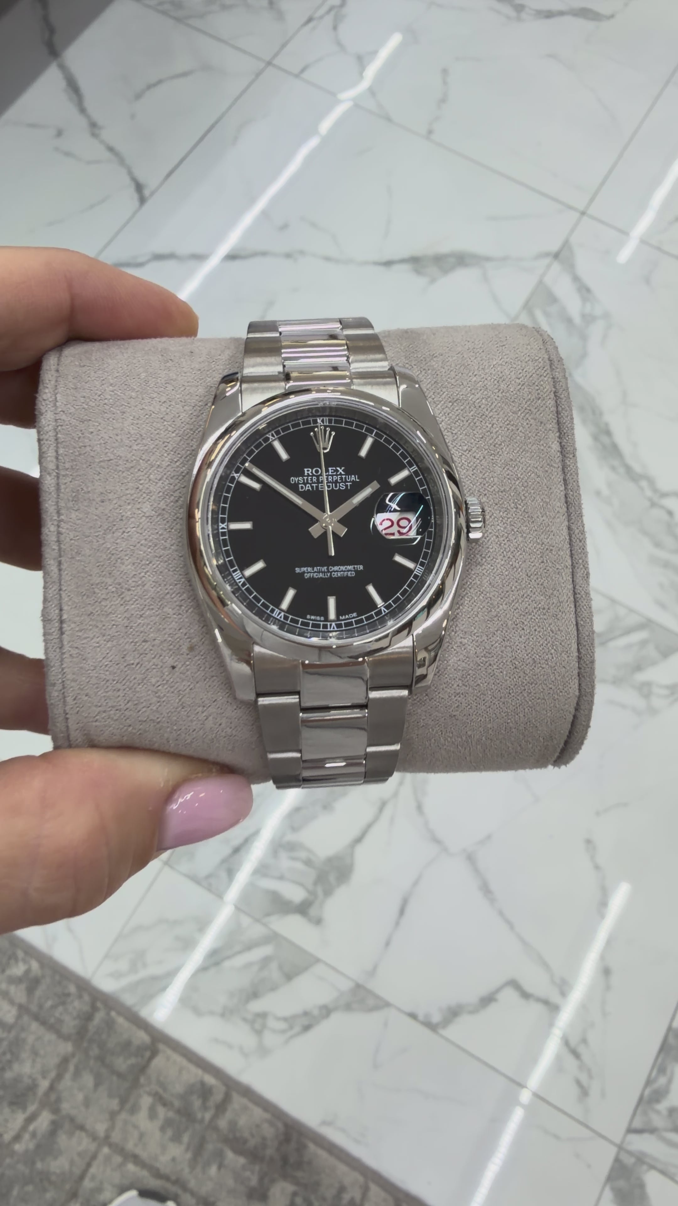 Rolex Datejust 36MM 116200 Black & Red Roulette Oyster Smooth Steel Wa