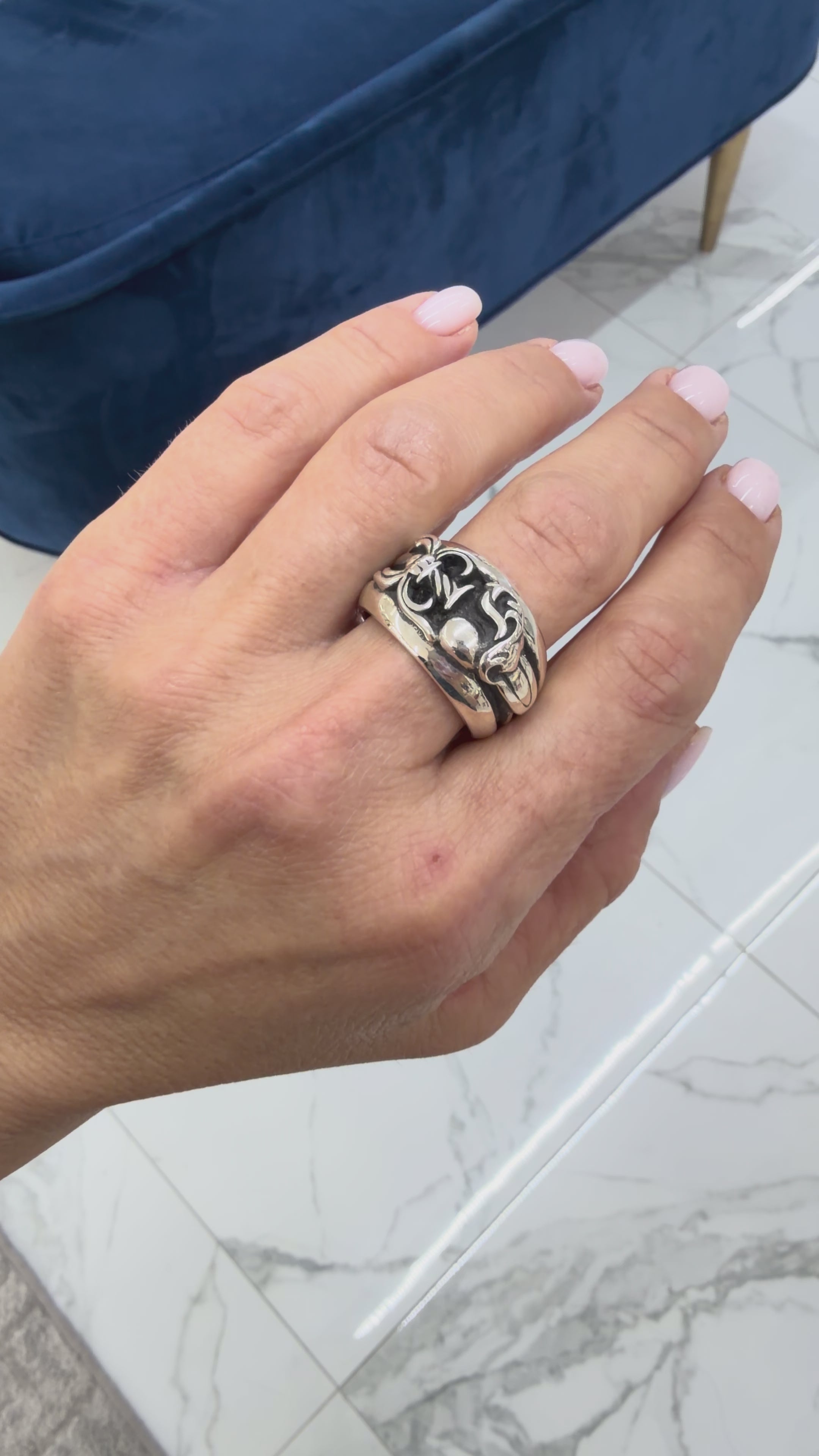 Men's Vintage 1995 Chrome Hearts Dagger Heart 925 Sterling Silver Band