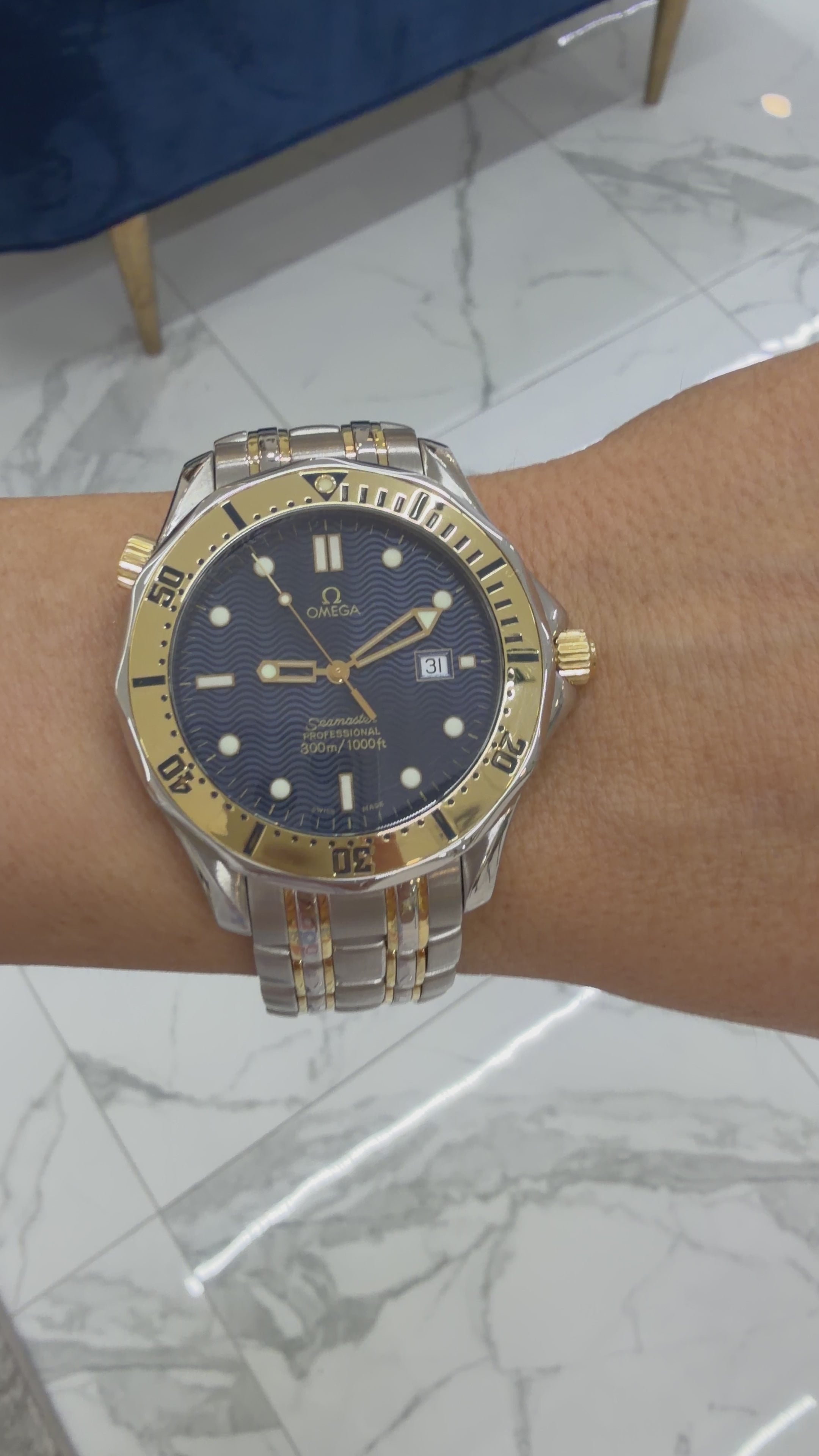 Omega Seamaster Quartz stainless steel 18K Yellow Gold Quar | DJP