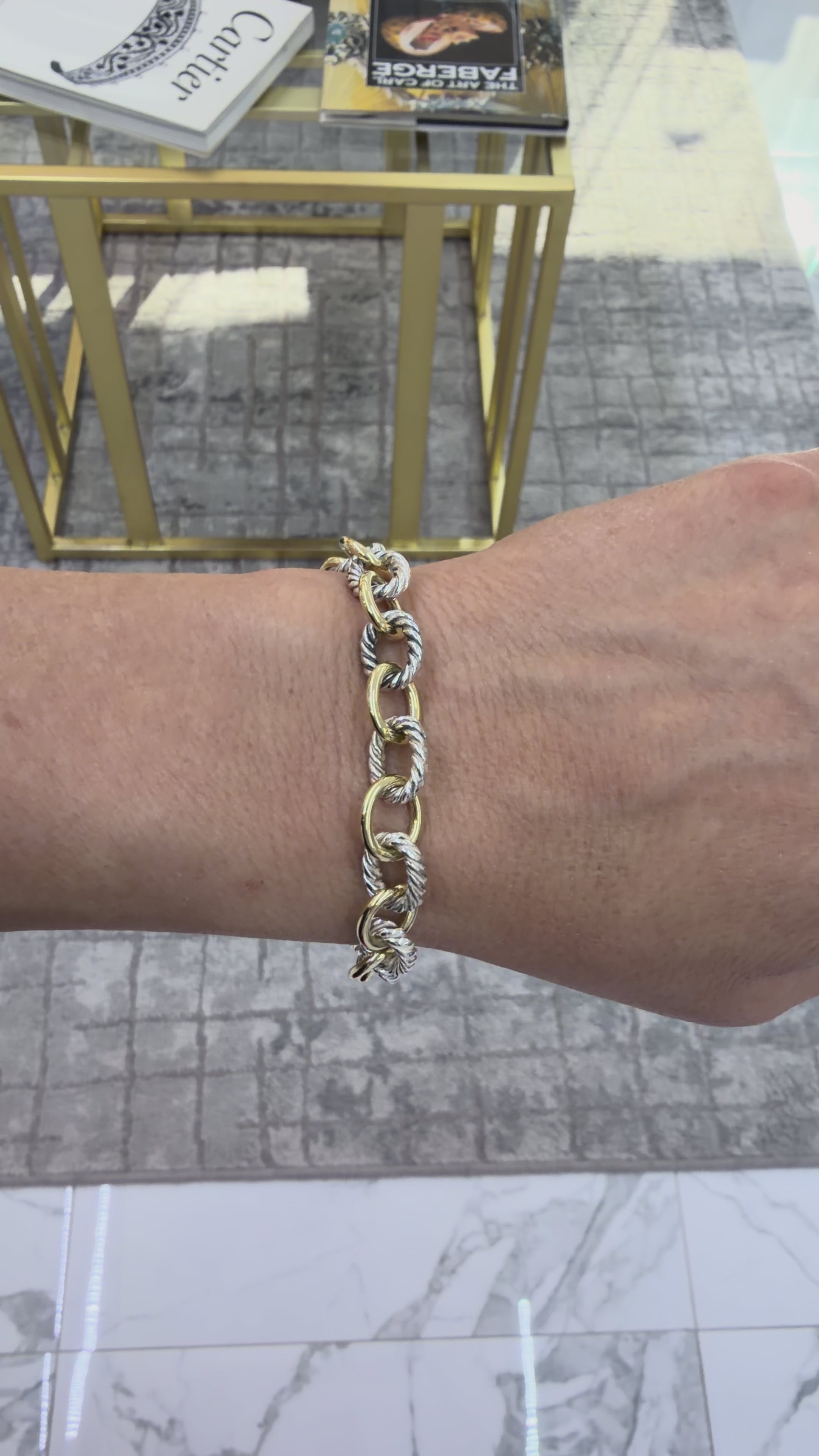 David Yurman Chain Collection 18K Gold Silver Two Tone 10MM Oval Link