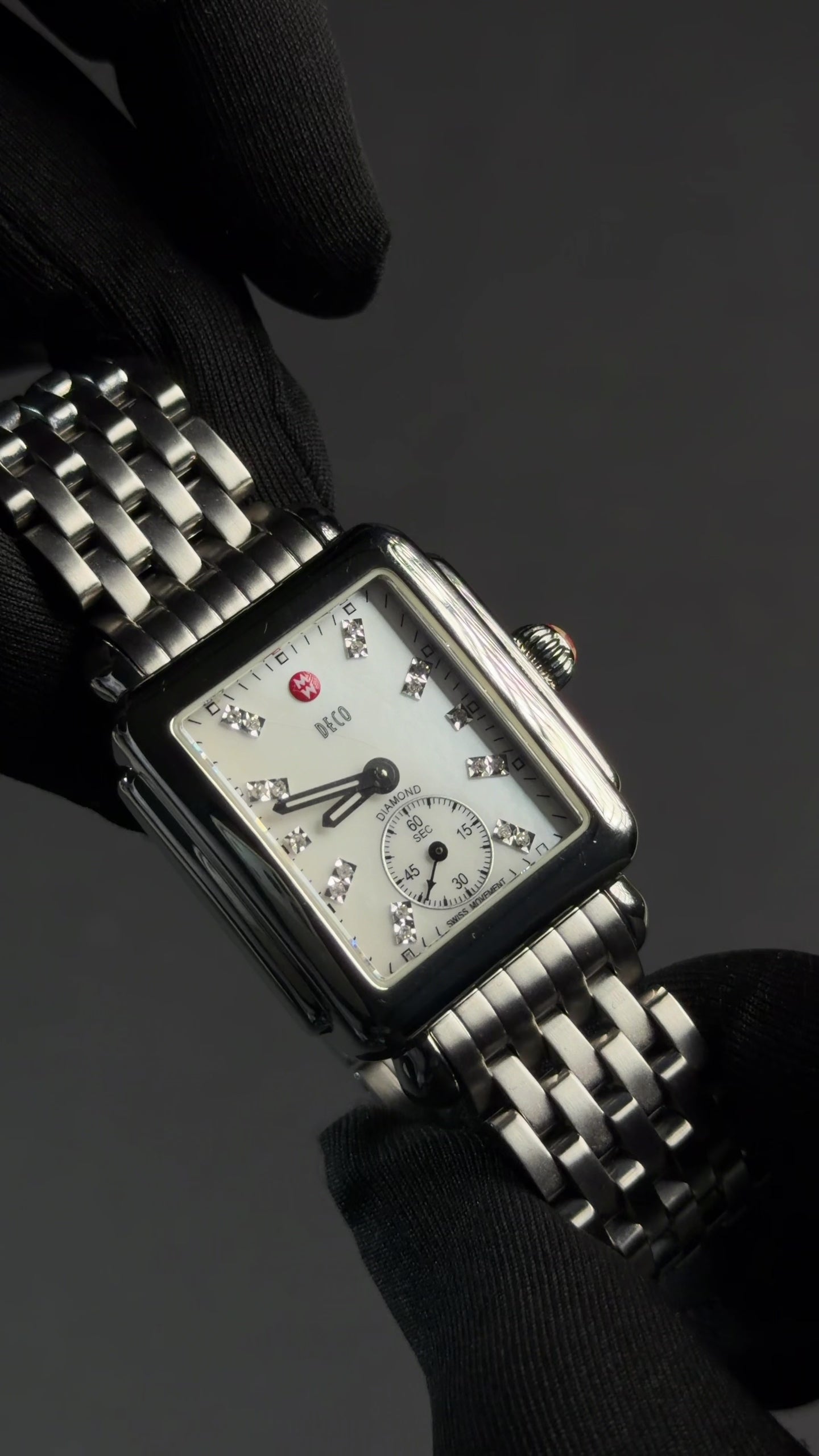 MICHELE by Fossil Deco Stainless Steel Diamond Wrist Watch | DJP