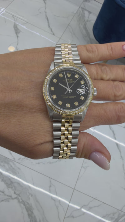 ゆりちゃん様352専用　ベージュ、ブラック36 Rolex Datejust Two-Tone Black Diamond Dial Fluted Jubilee 36mm