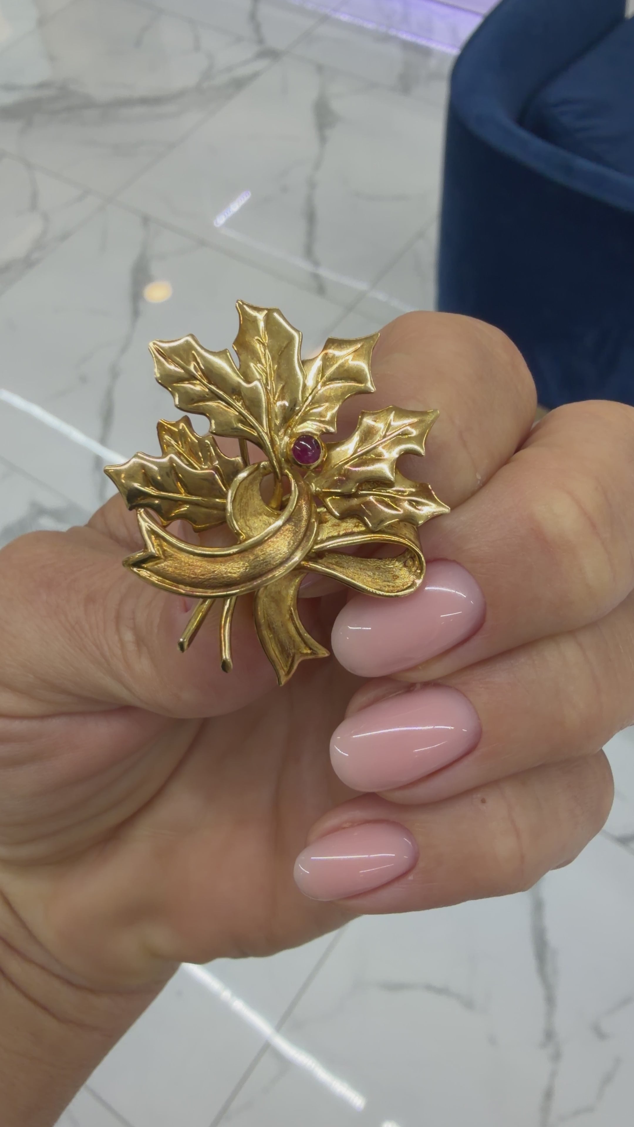 Tiffany & Co. 18K yellow gold Ruby Vintage Pin | DJP Jewelers