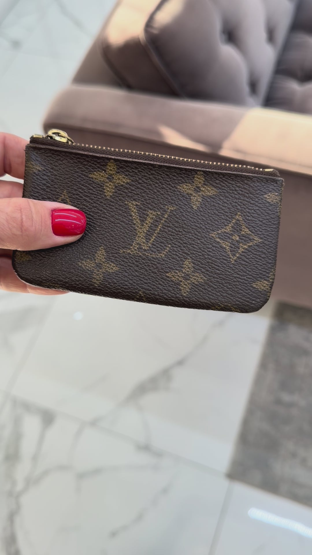 Louis Vuitton Monogram Pochette Clés Gold-Toned Hardware Key Pouch Wal