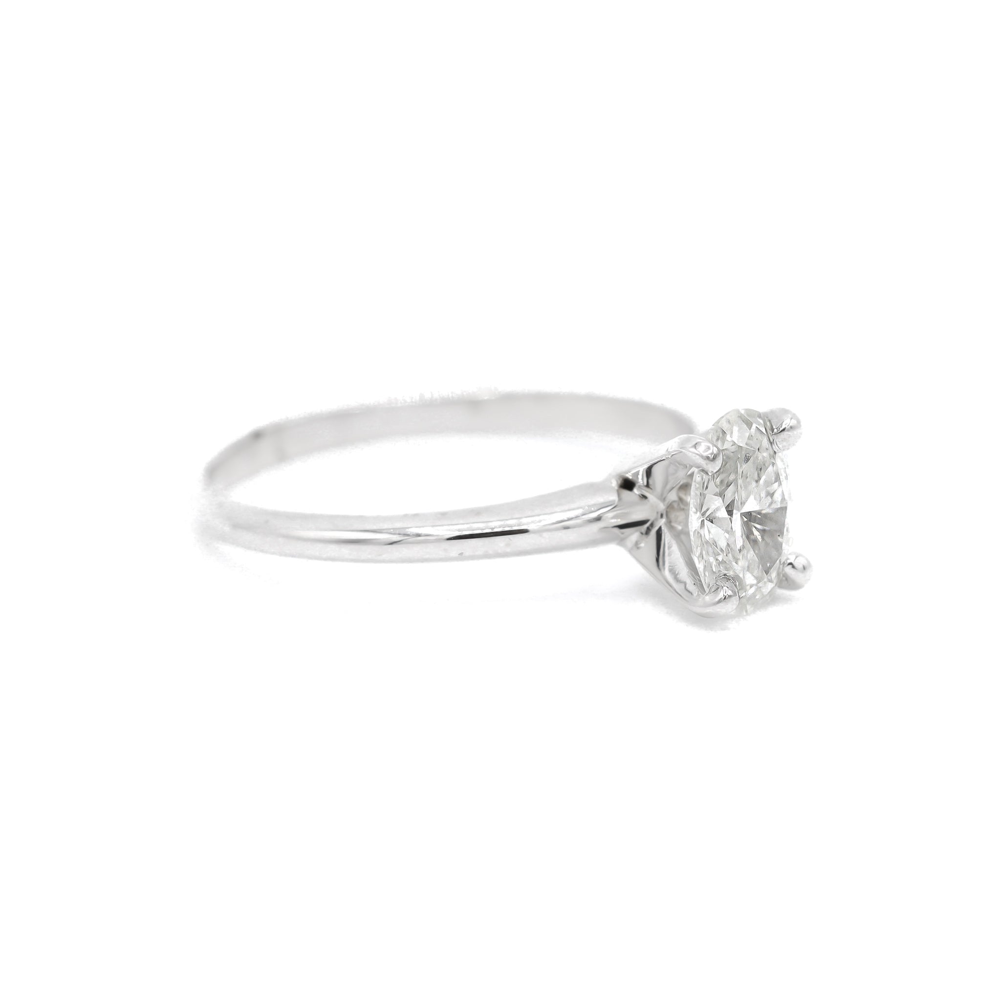 14K White Gold Lab Grown Oval Diamond Solitaire Engagement Ring 1.20TCW