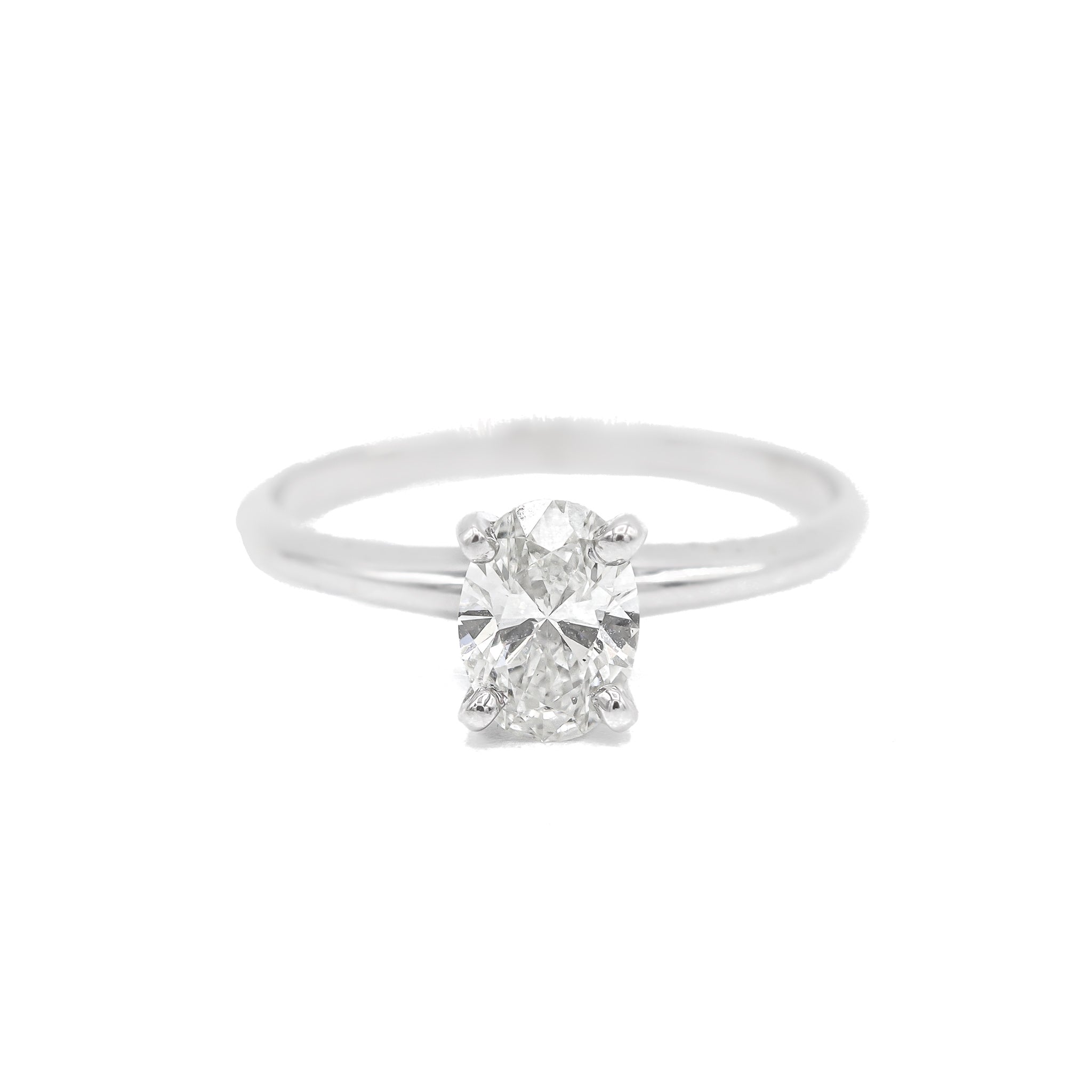 14K White Gold Lab Grown Oval Diamond Solitaire Engagement Ring 1.20TCW