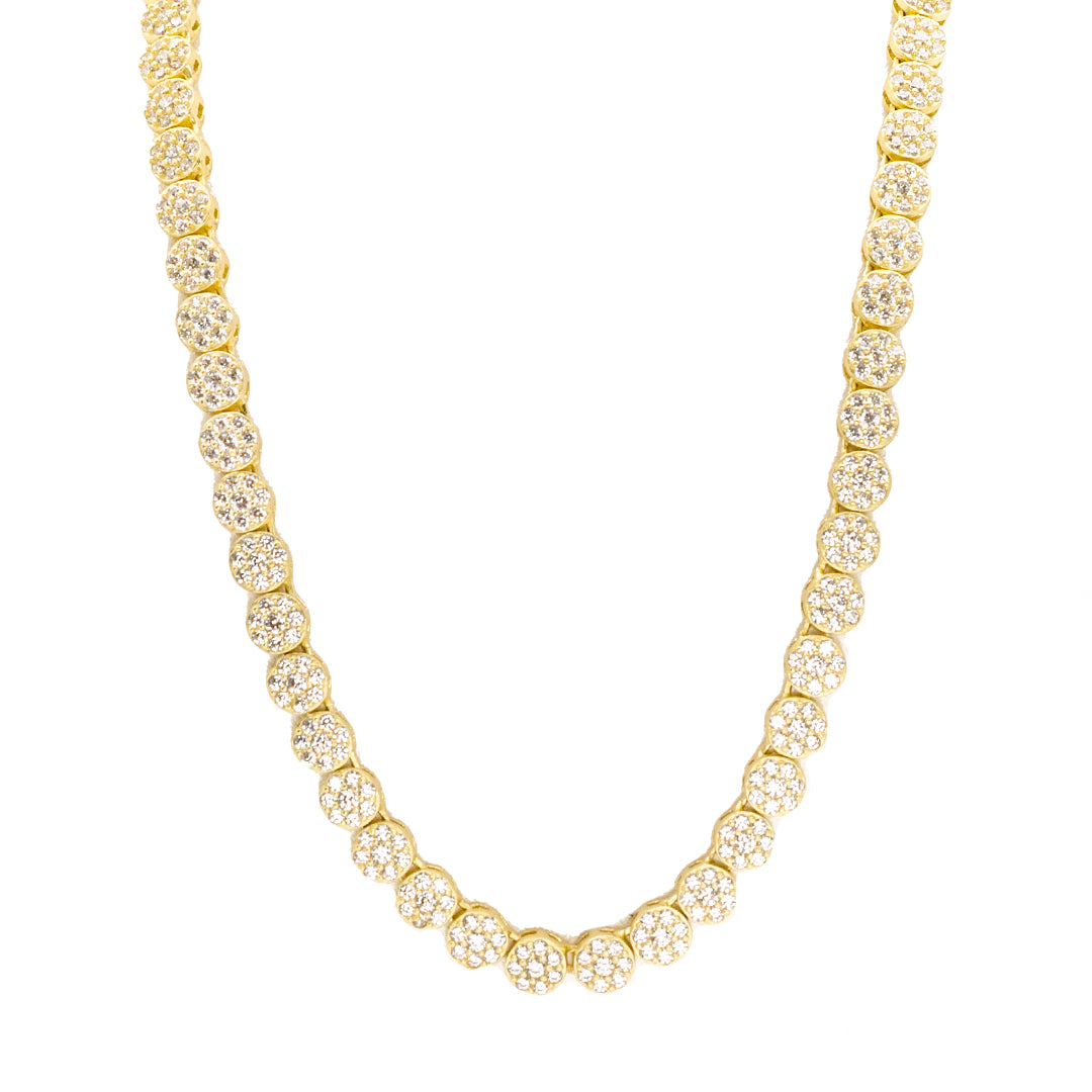 Ladies Sterling Silver & 14K Yellow Gold Plated Cubic Zirconia Tennis Necklace