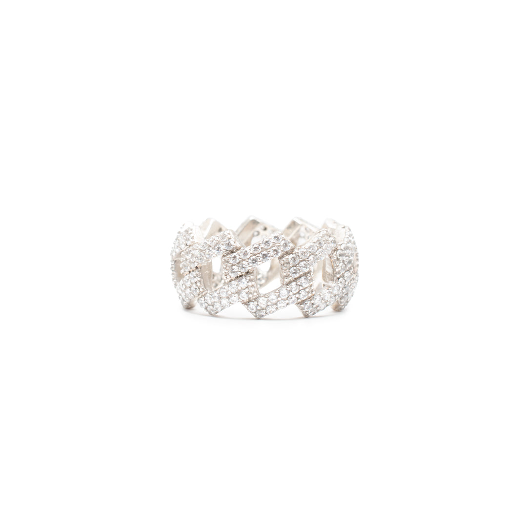 Men's Sterling Silver Cubic Zirconia Cuban Link Ring