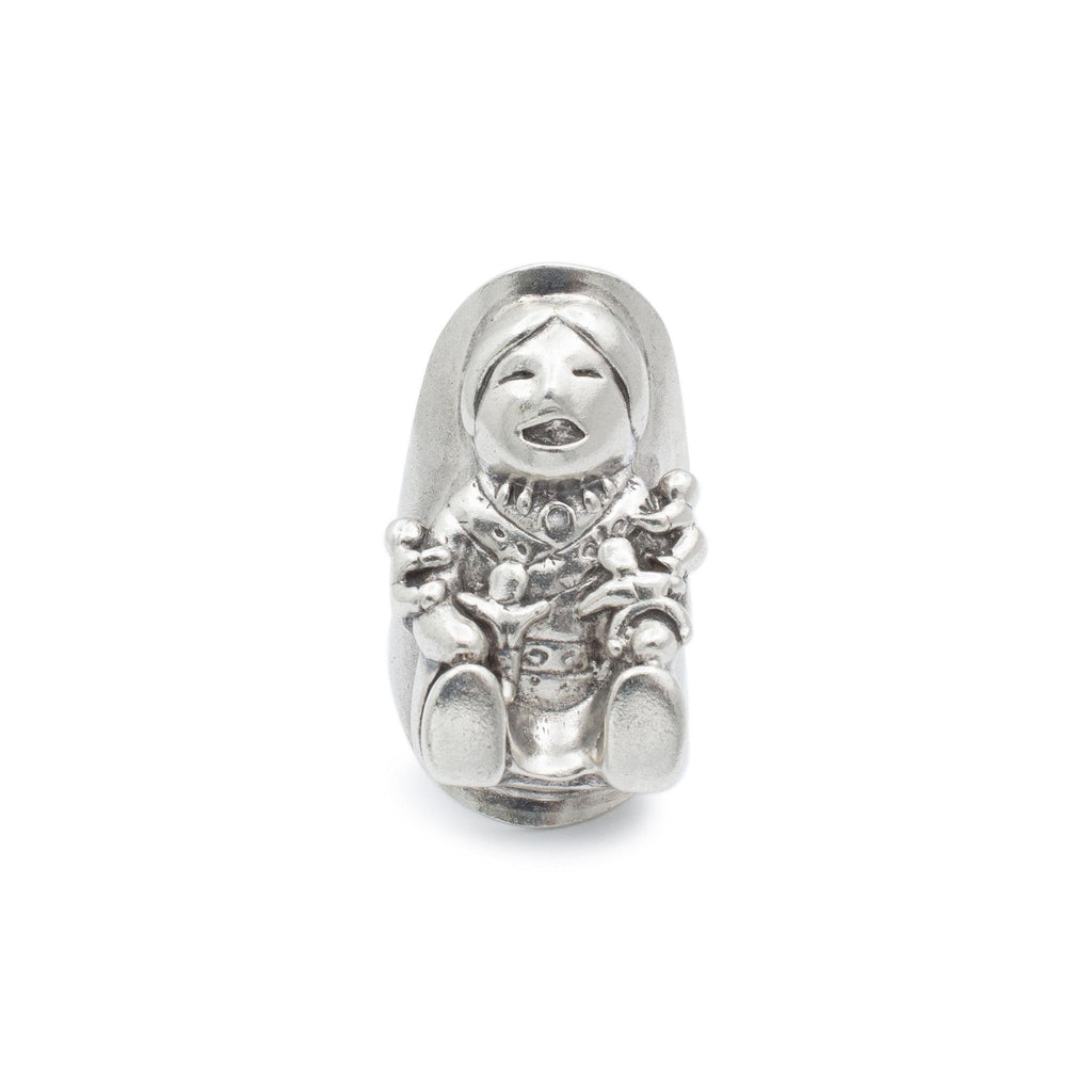 925 Sterling Silver Kachina Doll Native American Southwestern Cocktail Ring