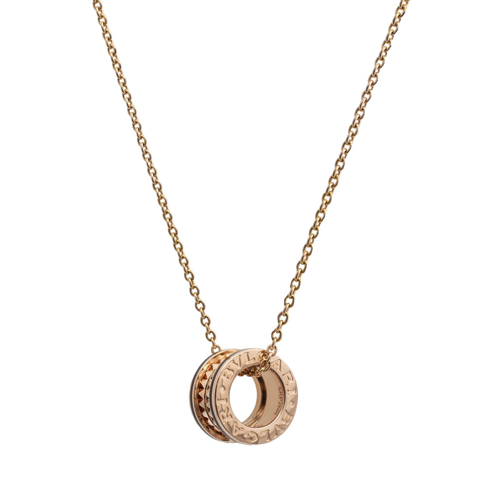 Bvlgari Ladies 18K Rose B. Zero Gold Studded Spiral Pendant Necklace