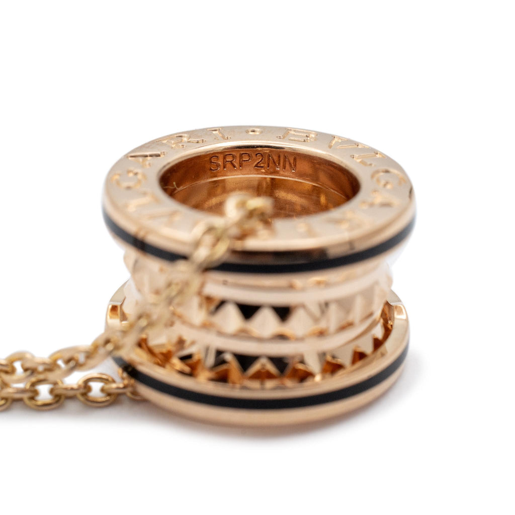 Bvlgari Ladies 18K Rose B. Zero Gold Studded Spiral Pendant Necklace