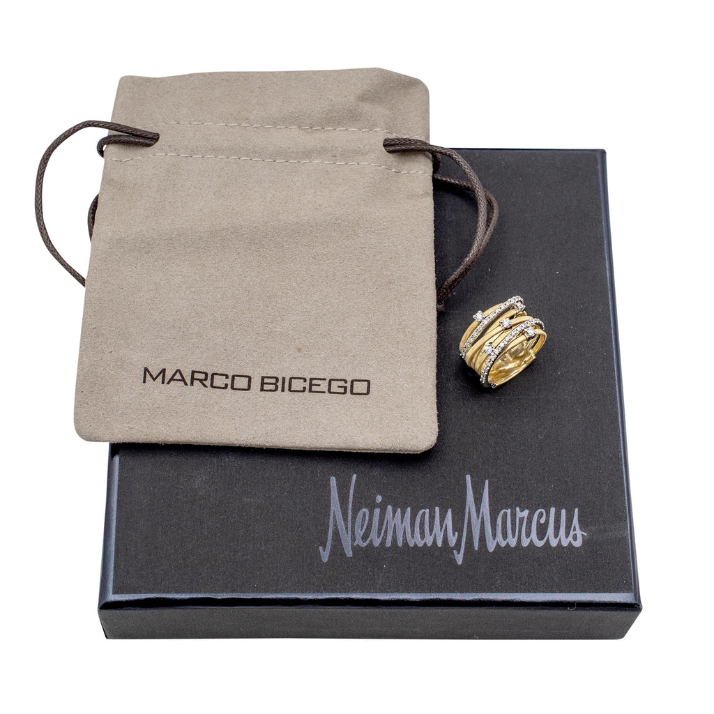 Marco Bicego GOA 18K Yellow & White Gold 7 Strand Diamond Cocktail Ring