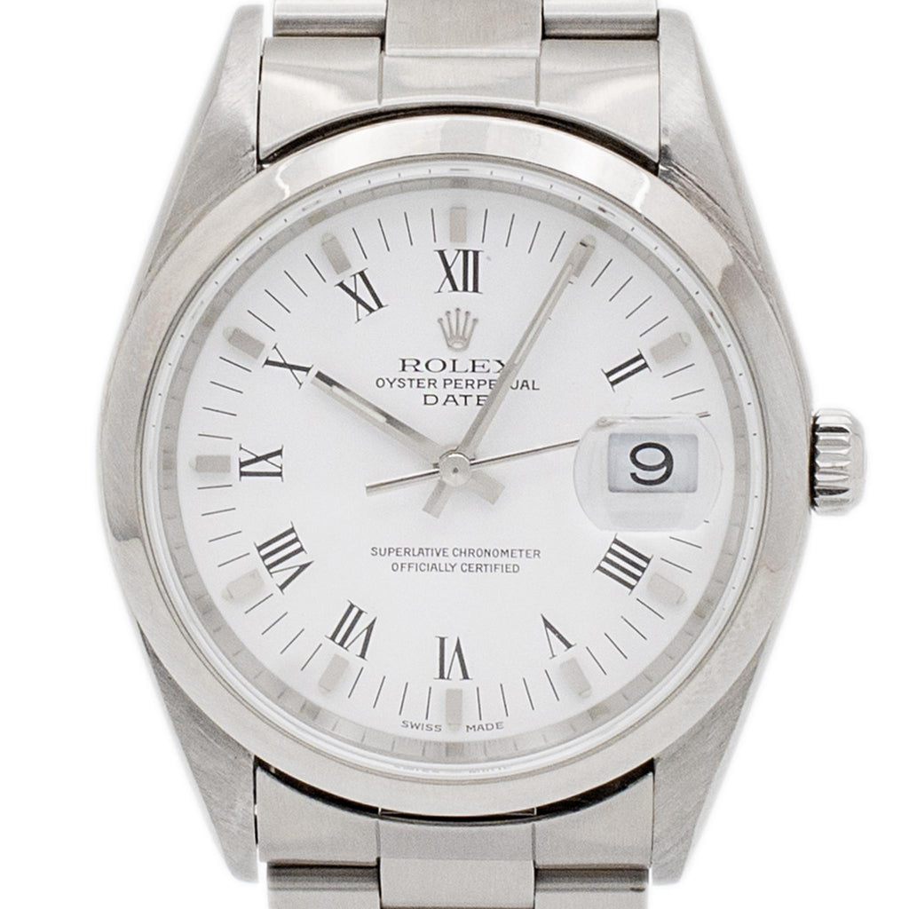 2000 Rolex Oyster Perpetual Date 34MM 15200 White Roman Dial Oyster Steel Watch